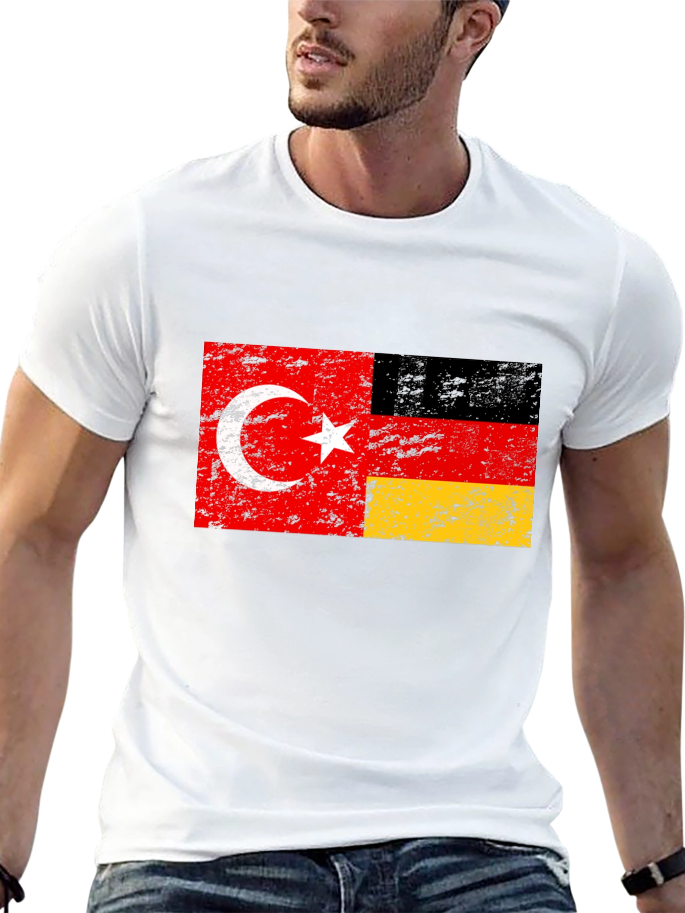 Turkey Germany Flag Black Graphic Tee