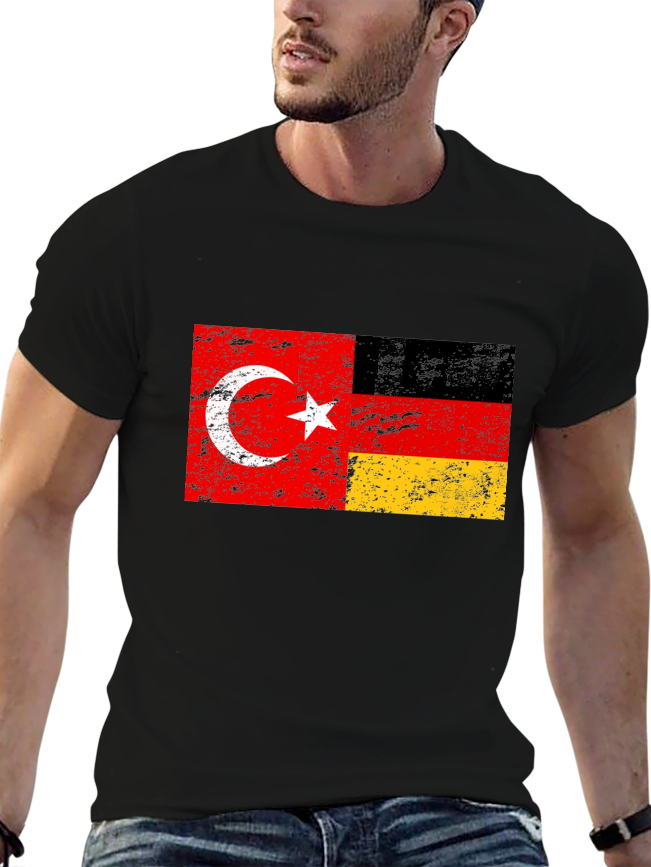 Turkey Germany Flag Black Graphic Tee