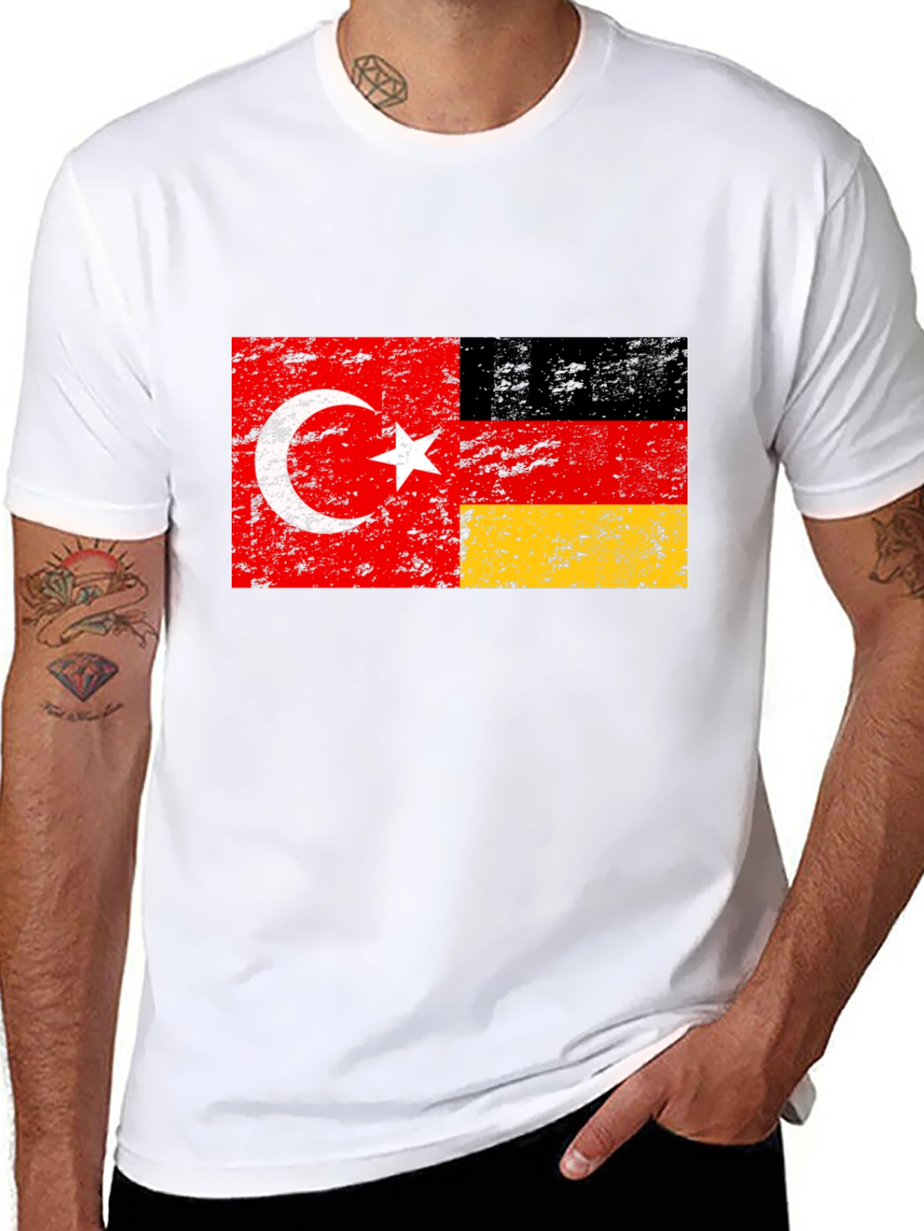 Turkey Germany Flag Black Graphic Tee