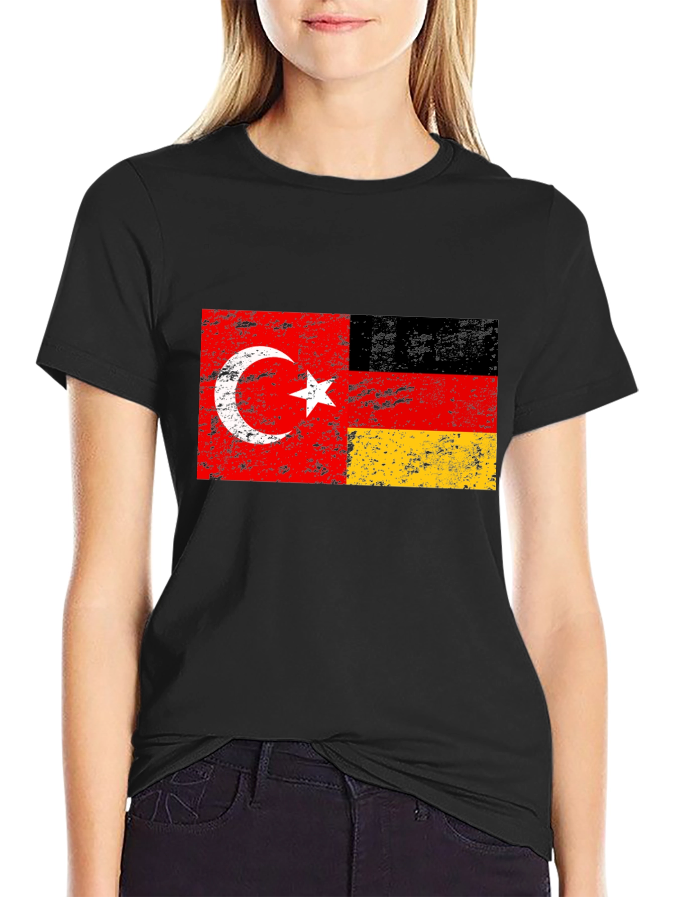 Turkey Germany Flag Black Graphic Tee