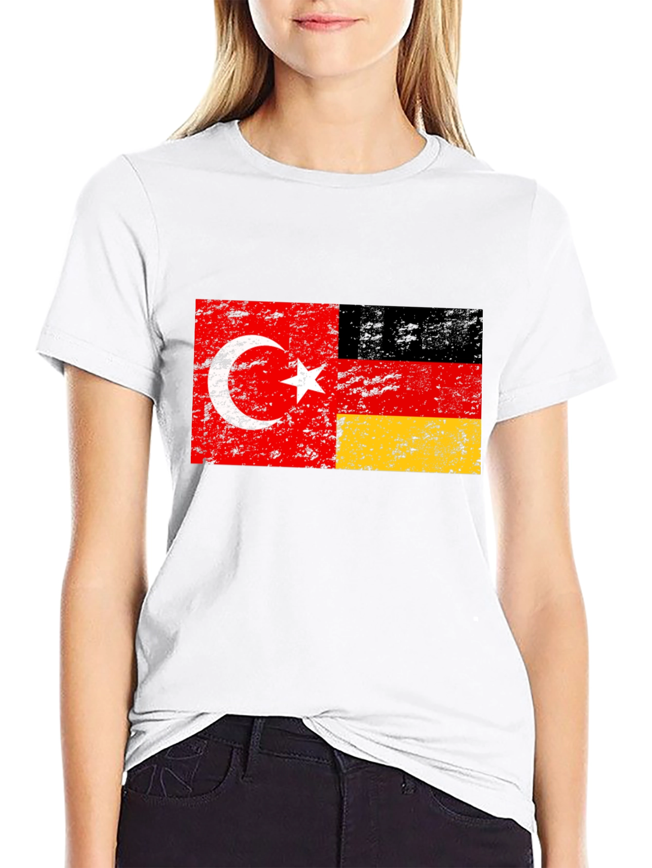 Turkey Germany Flag Black Graphic Tee