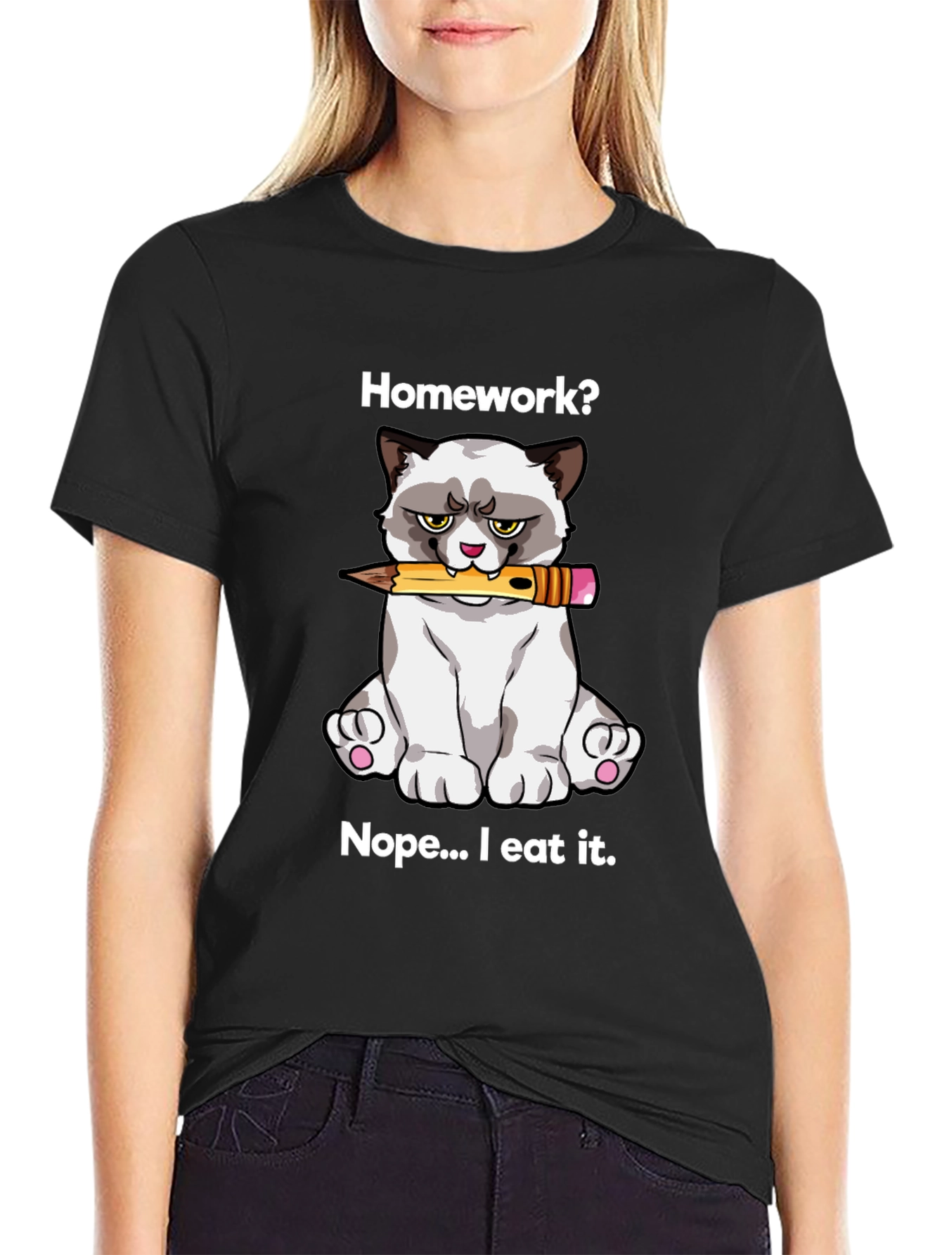 Grumpy Cat Homework T-Shirt: Funny Novelty Tee