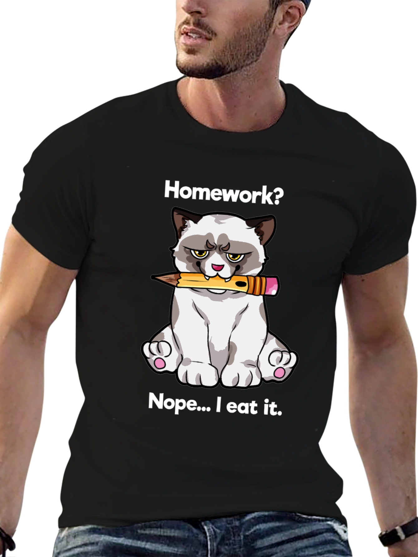 Grumpy Cat Homework T-Shirt: Funny Novelty Tee