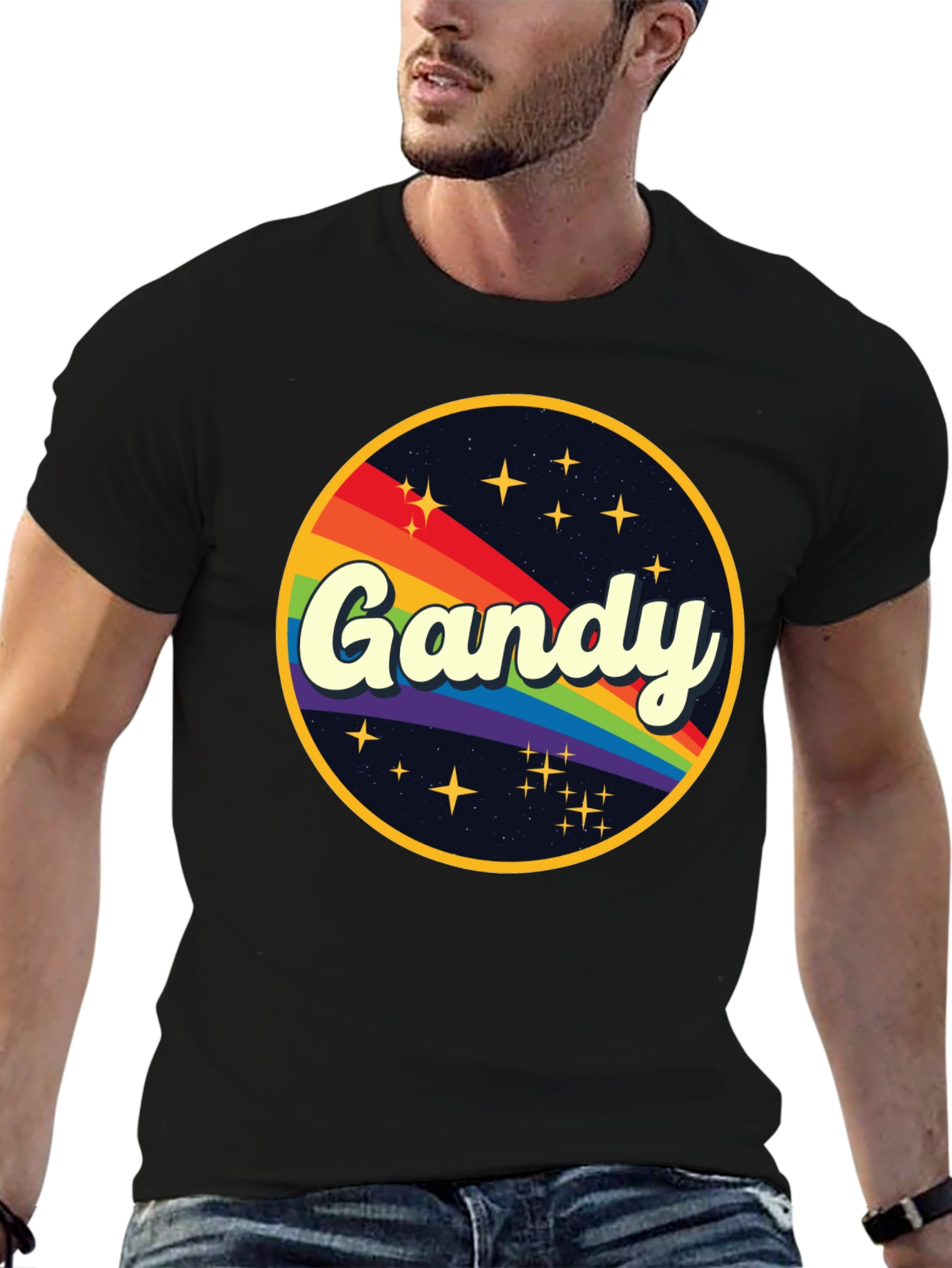 Retro Gandy Rainbow Graphic T-Shirt