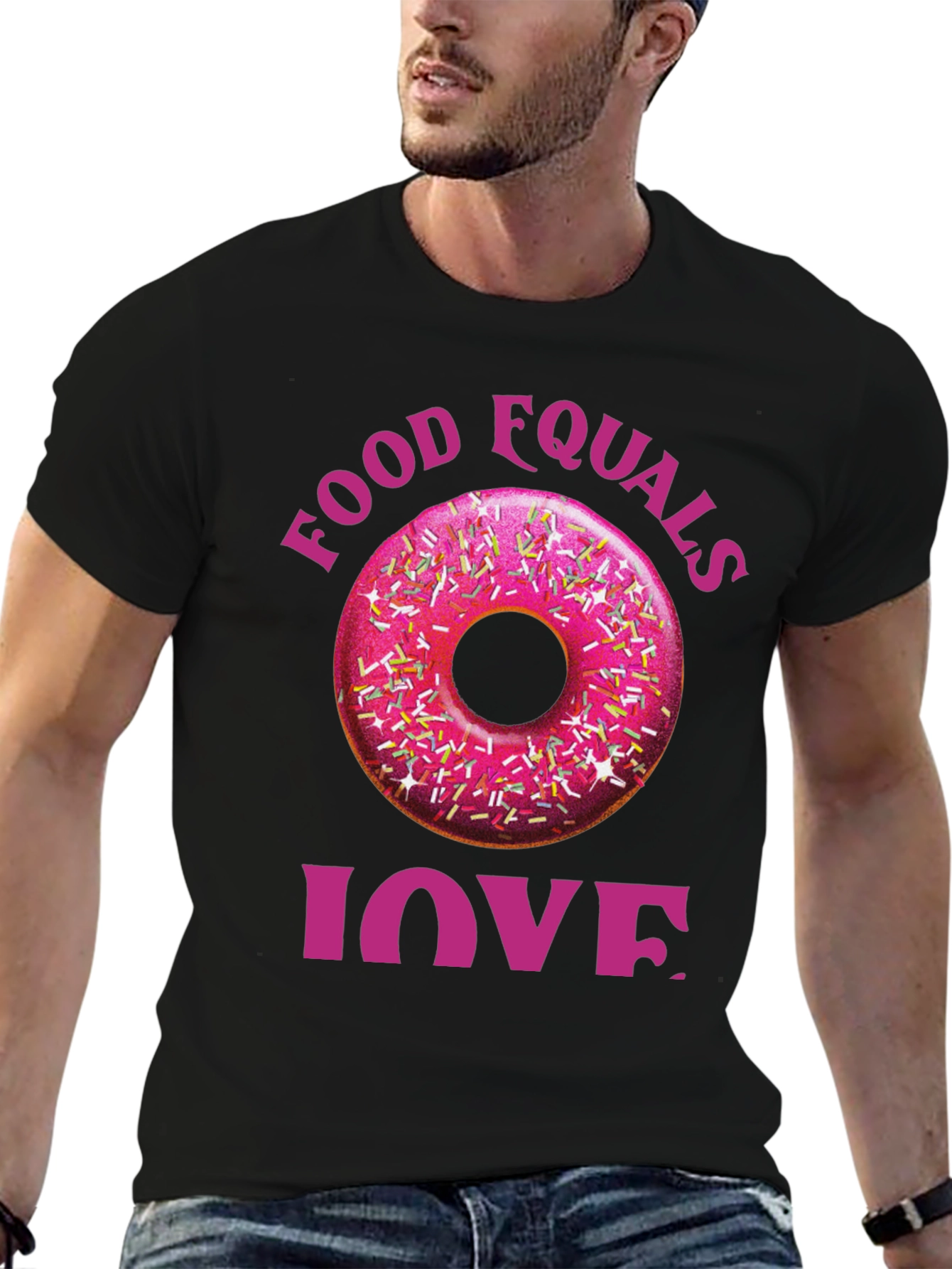 Food Equals Love T-Shirt Donut Design