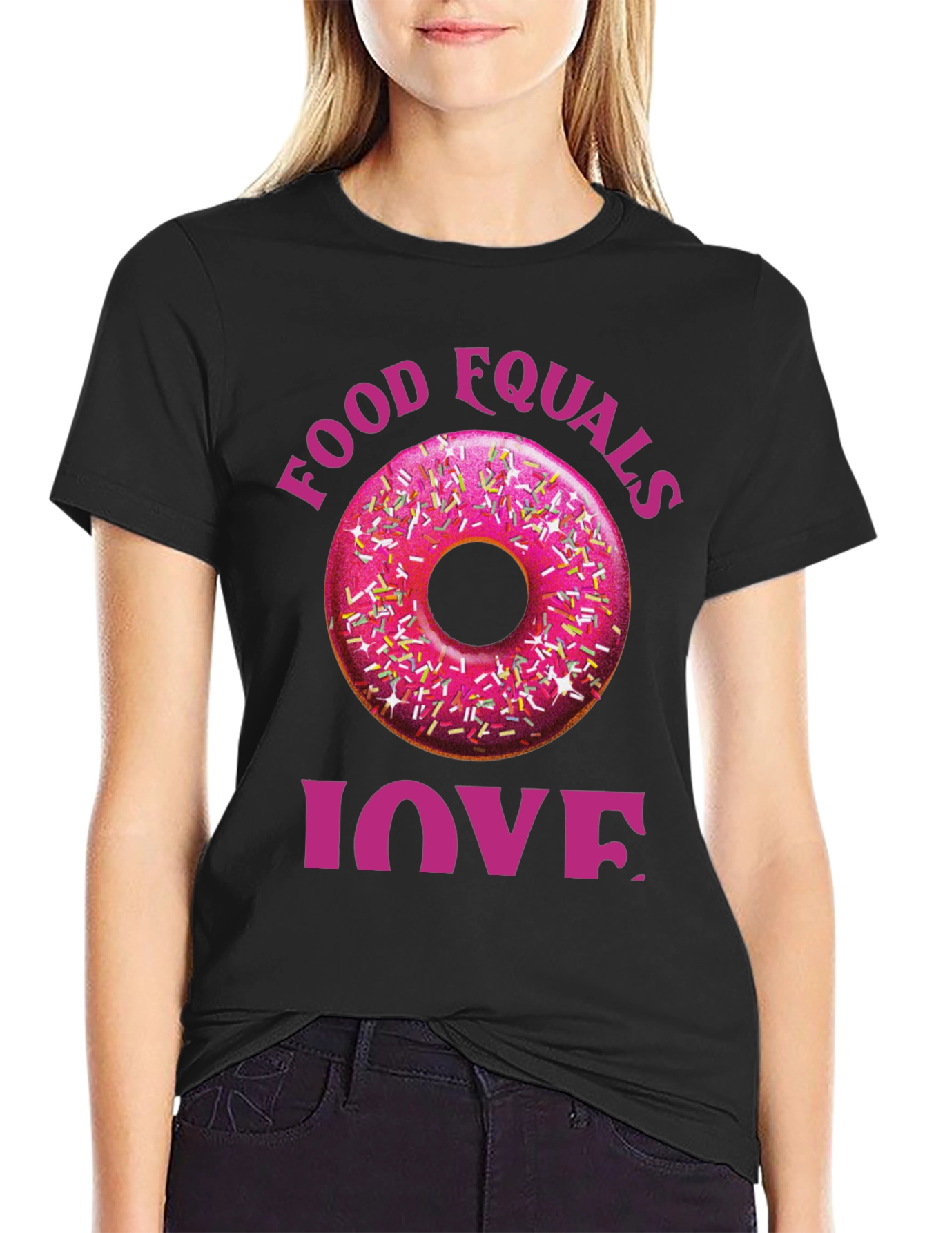 Food Equals Love T-Shirt Donut Design