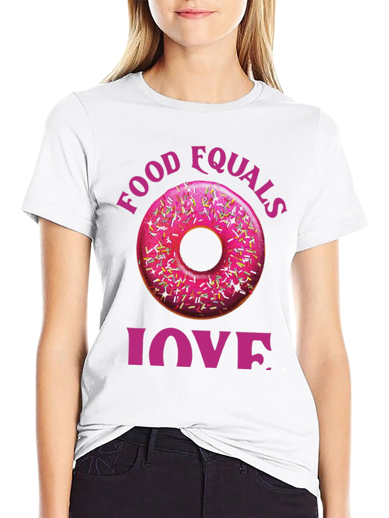 Food Equals Love T-Shirt Donut Design