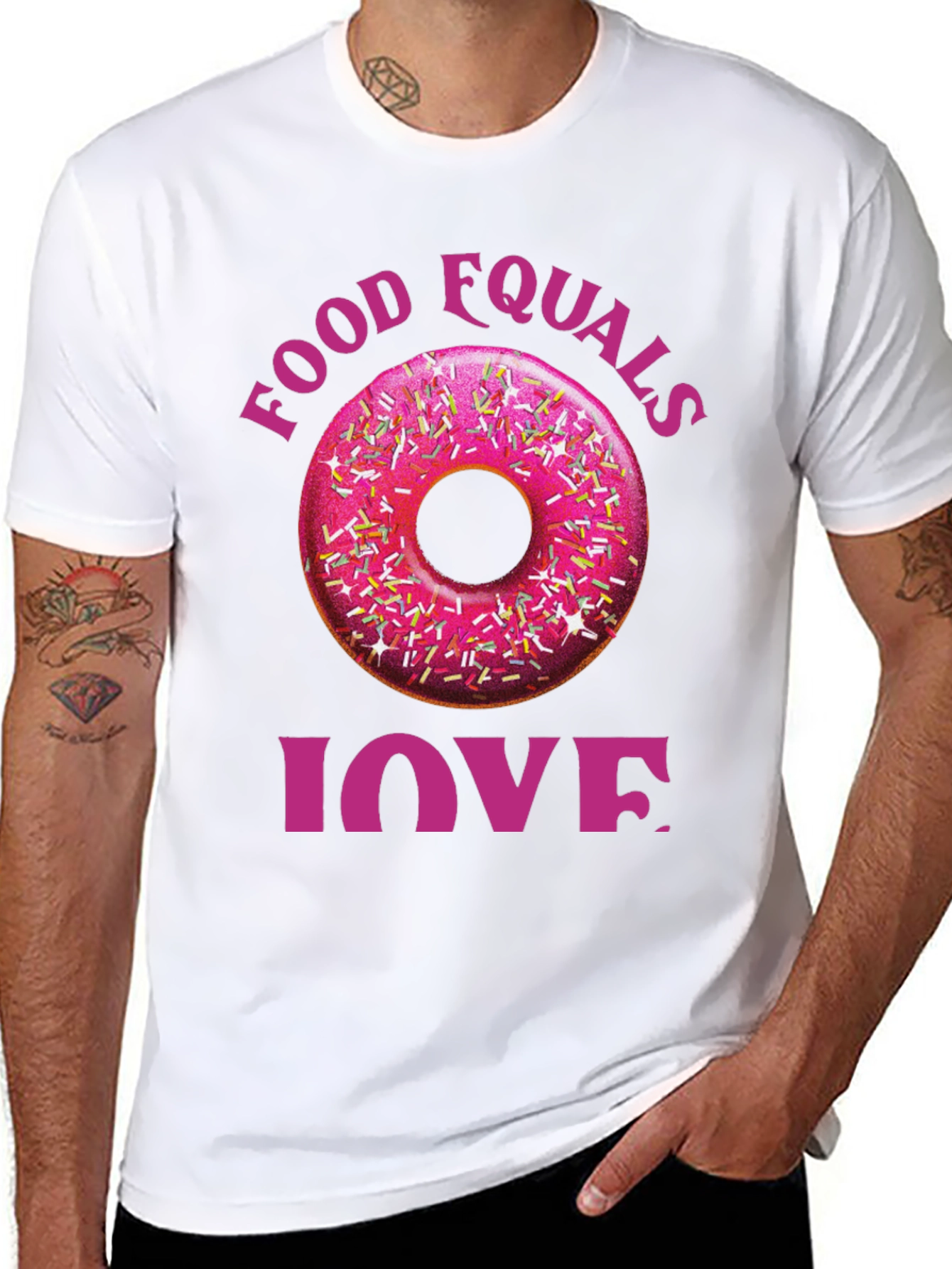 Food Equals Love T-Shirt Donut Design