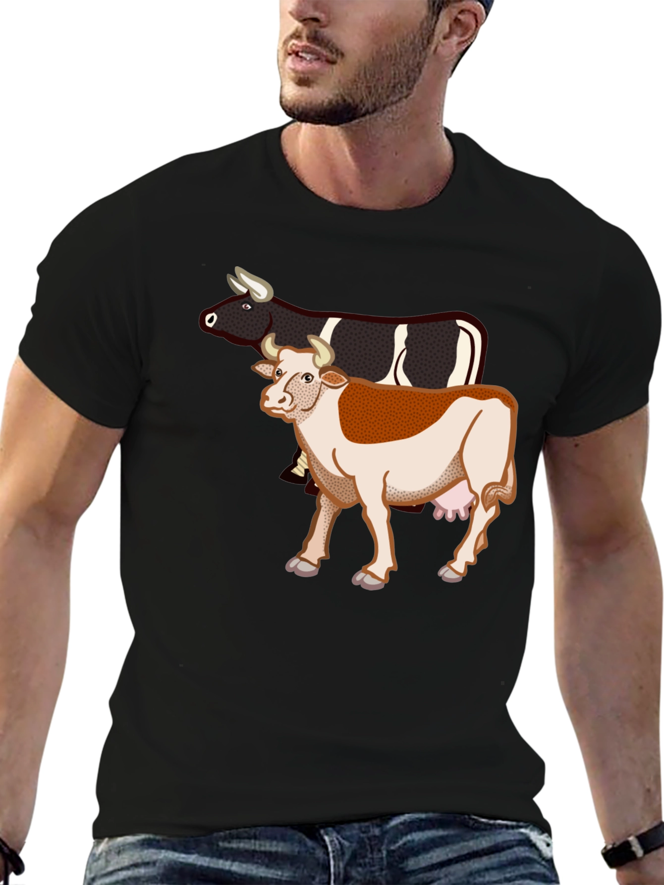 Cow Graphic Black T-Shirt