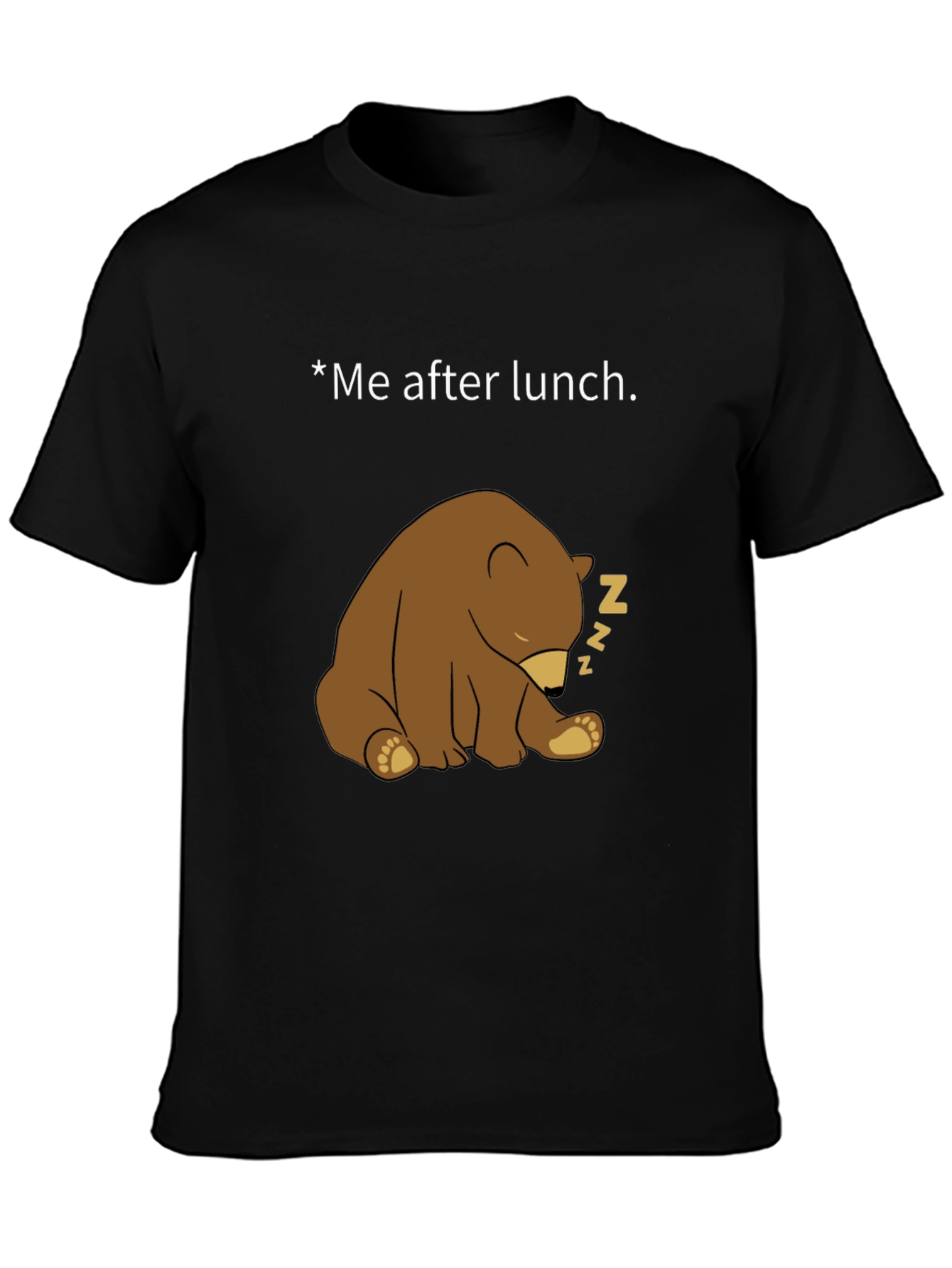 Funny Sleeping Bear Graphic Tee - Me After Lunch