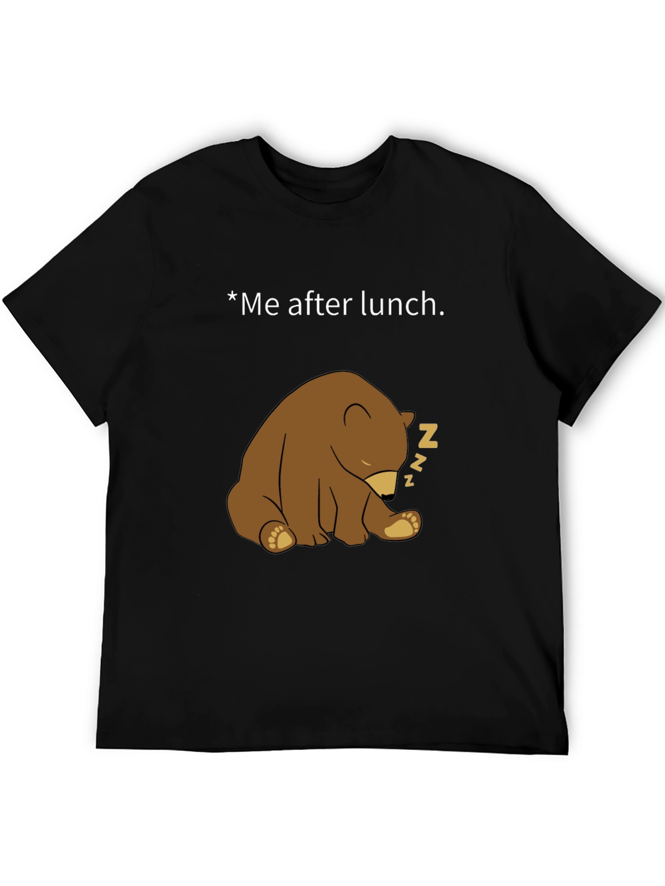 Funny Sleeping Bear Graphic Tee - Me After Lunch