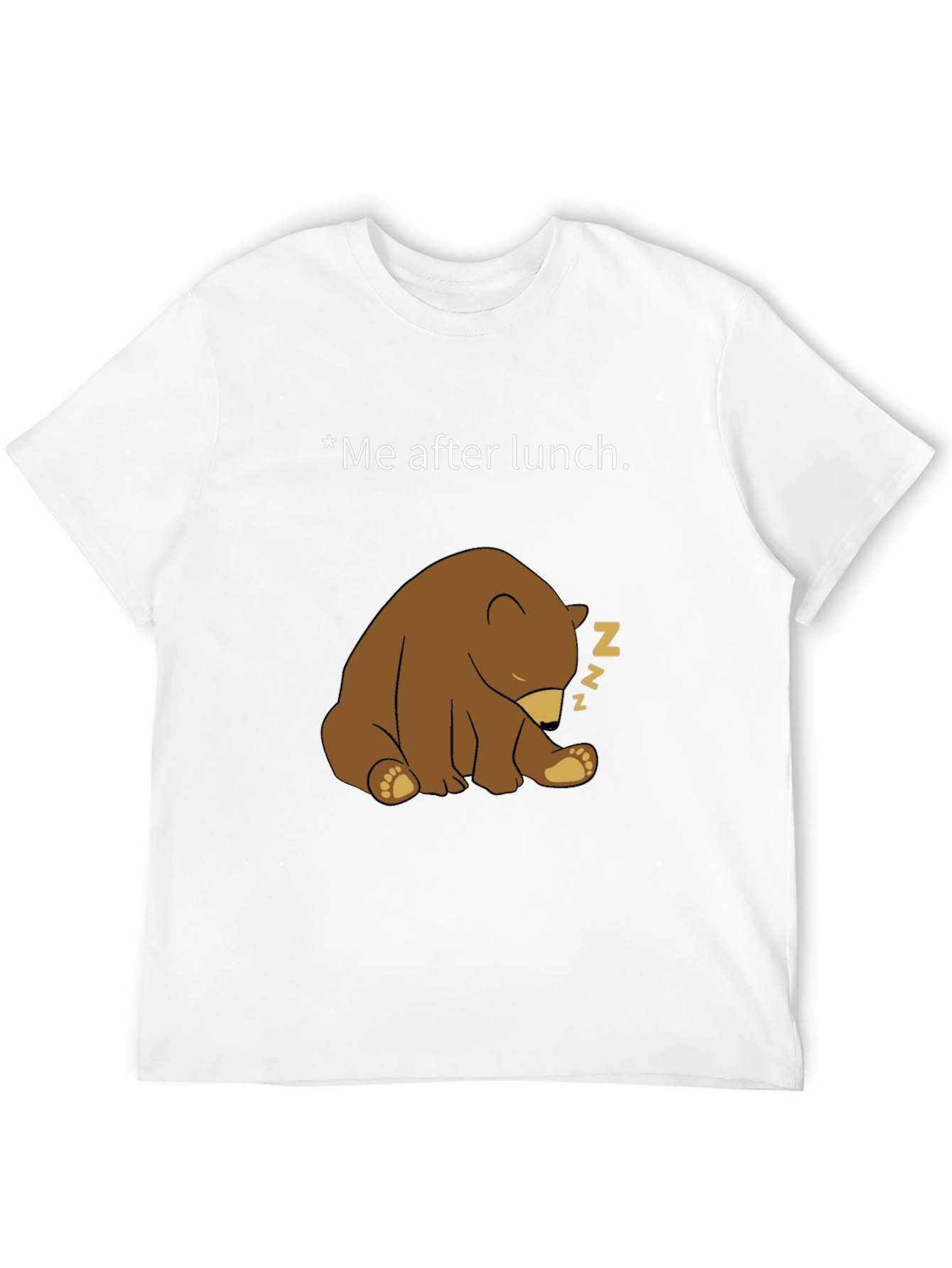 Funny Sleeping Bear Graphic Tee - Me After Lunch