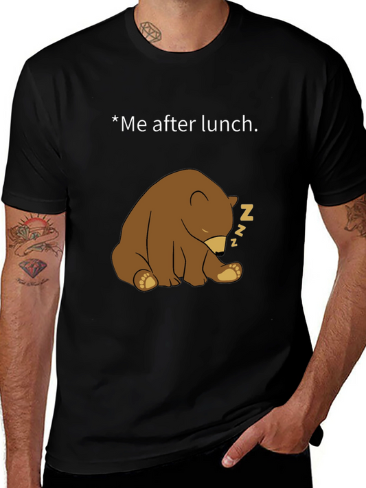 Funny Sleeping Bear Graphic Tee - Me After Lunch