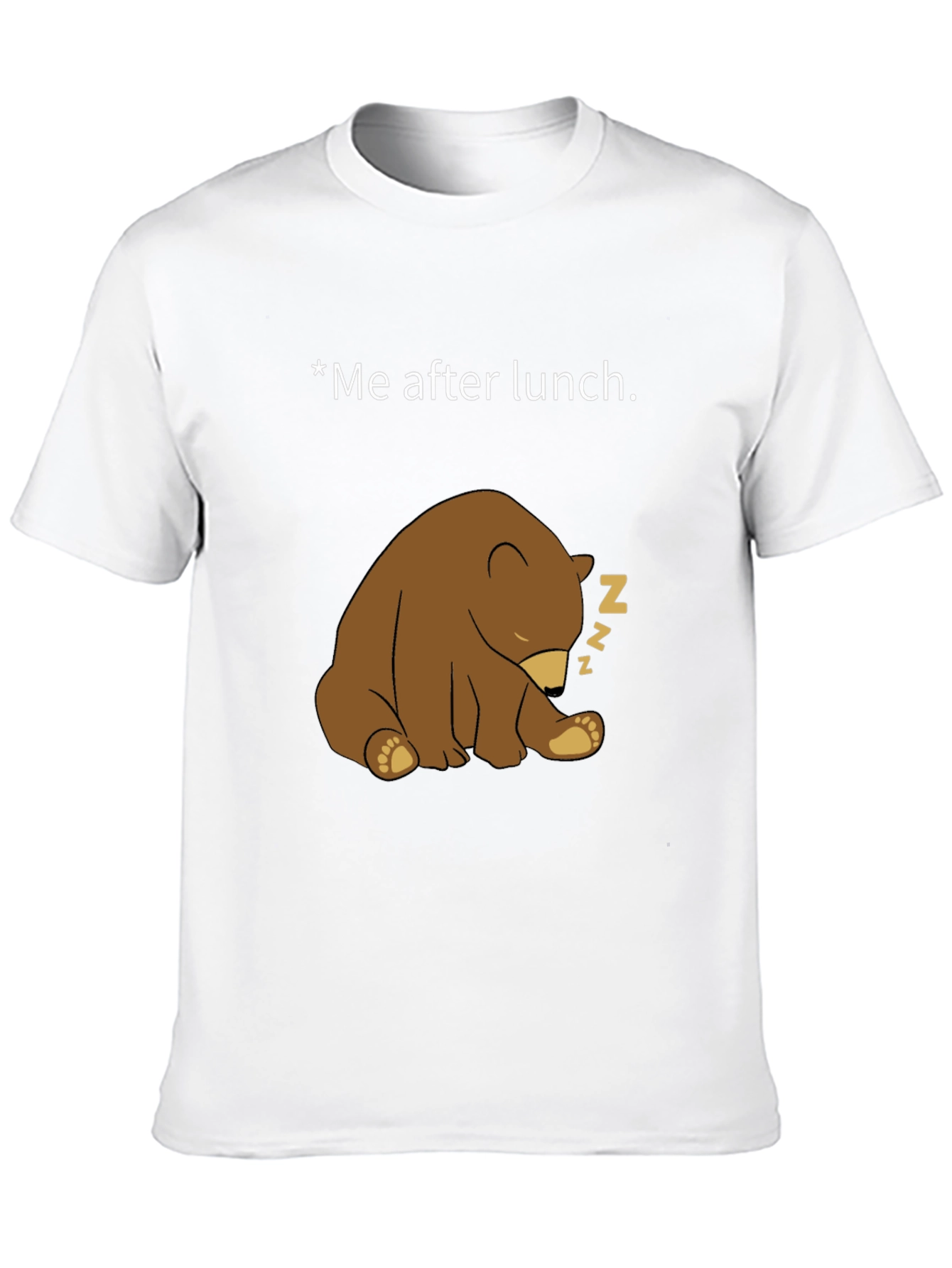 Funny Sleeping Bear Graphic Tee - Me After Lunch
