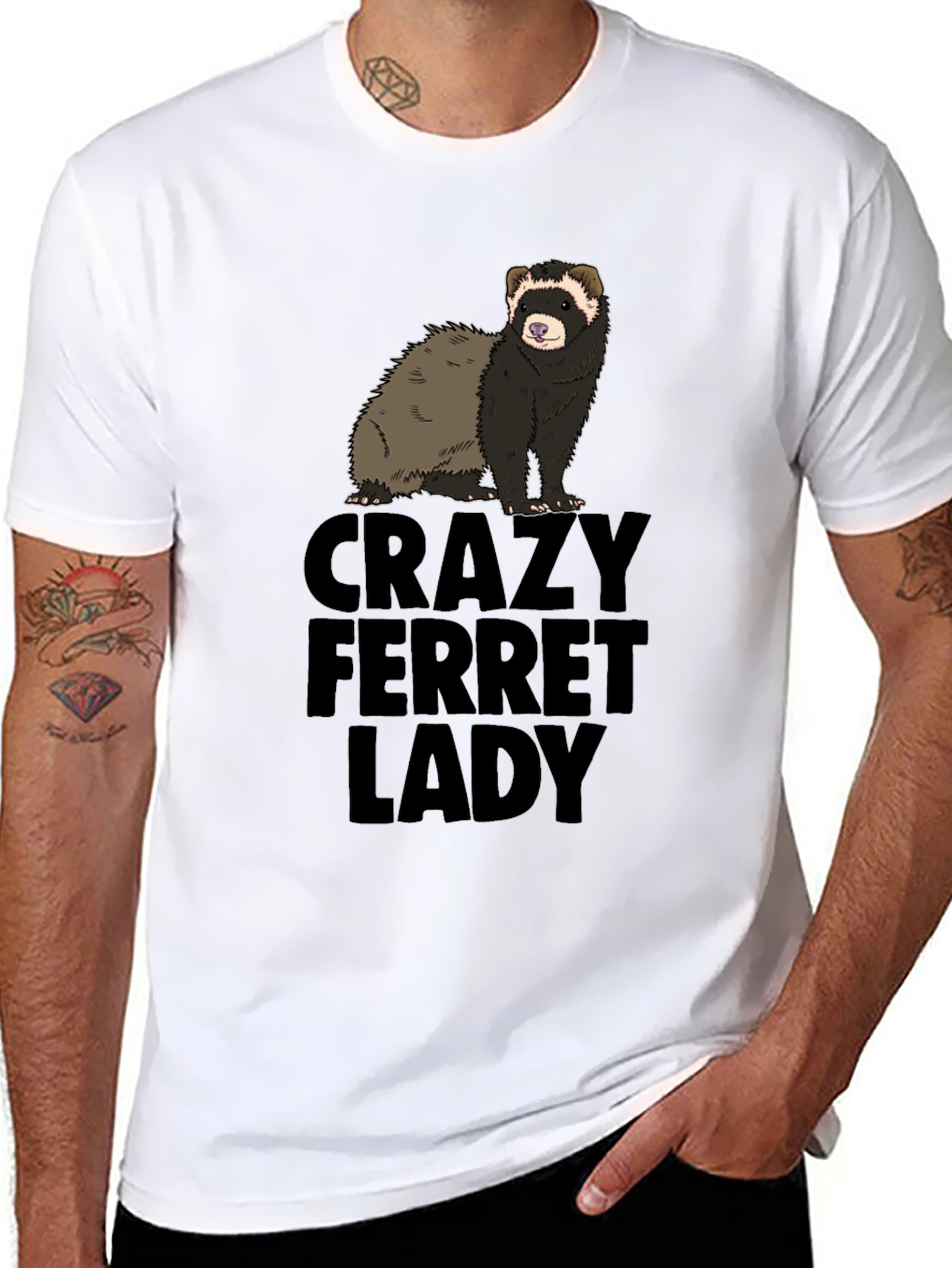 Crazy Ferret Lady Graphic T-Shirt - Novelty Tee