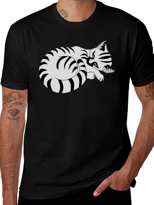 Striped Cat Graphic Tee - Comfy Casual Style