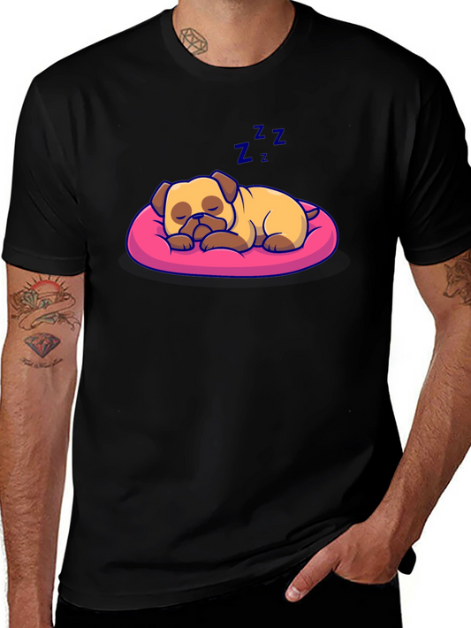 Sleeping Pug Dog T-Shirt - Cute Cartoon Pet Tee