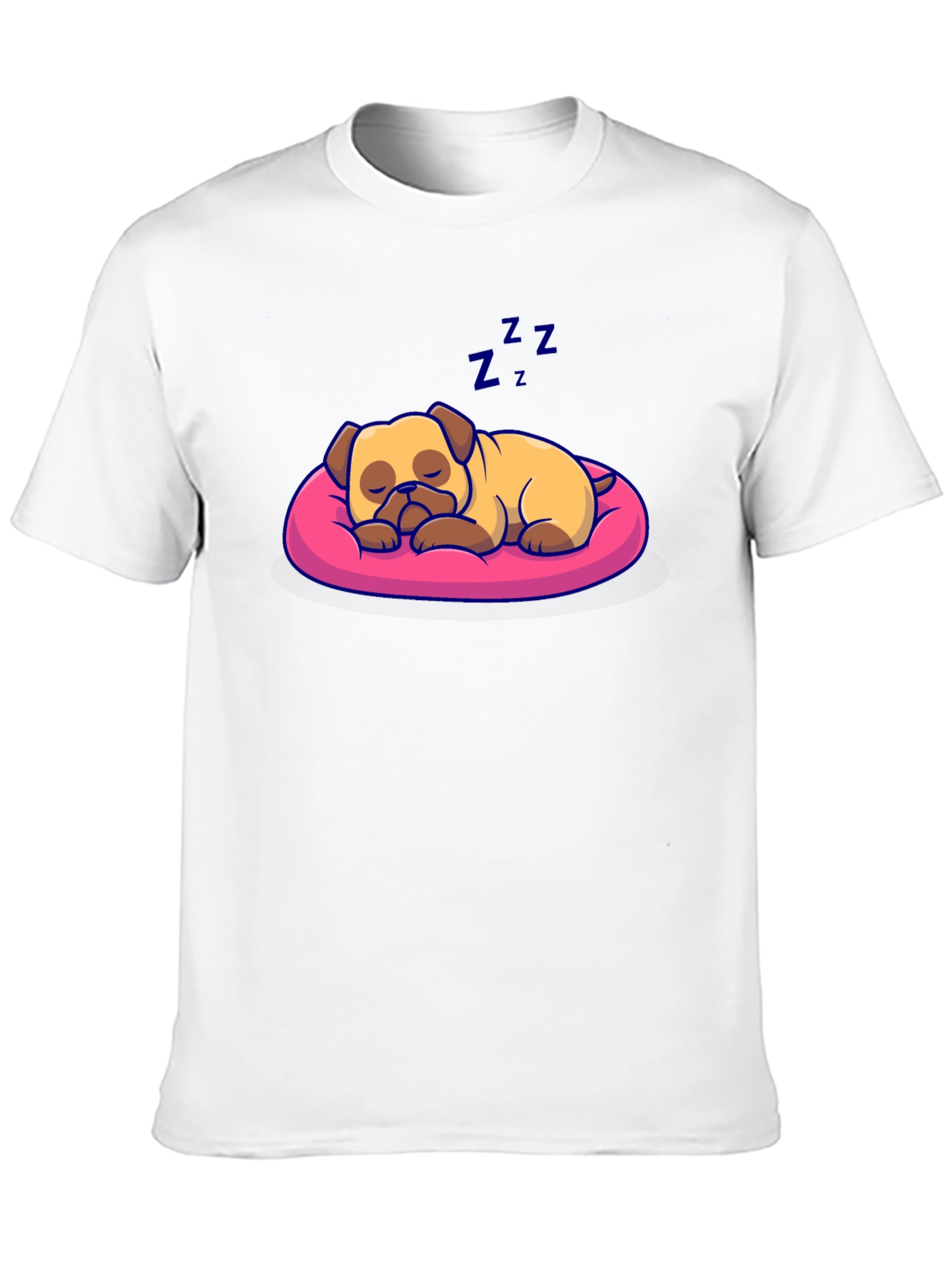 Sleeping Pug Dog T-Shirt - Cute Cartoon Pet Tee