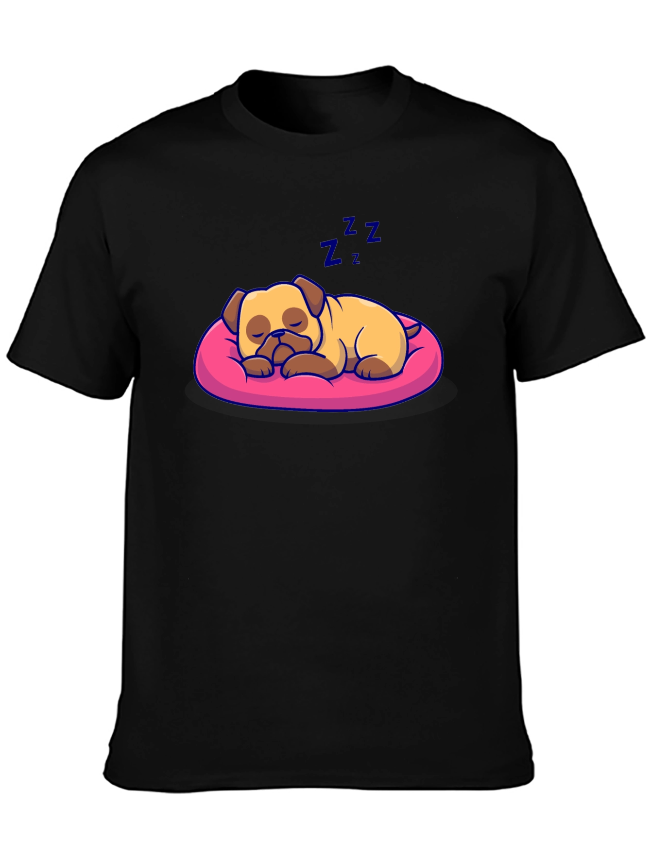 Sleeping Pug Dog T-Shirt - Cute Cartoon Pet Tee