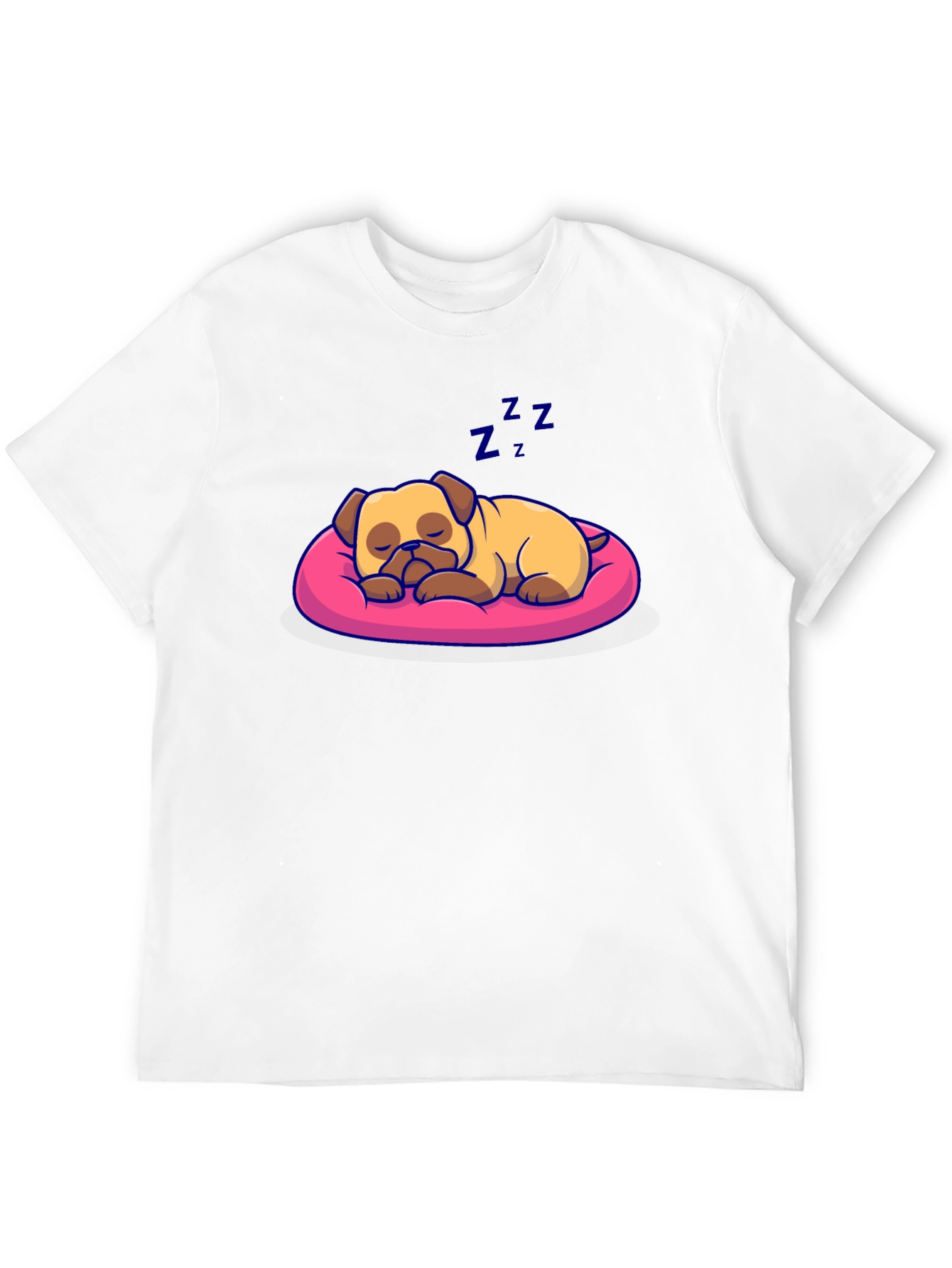 Sleeping Pug Dog T-Shirt - Cute Cartoon Pet Tee