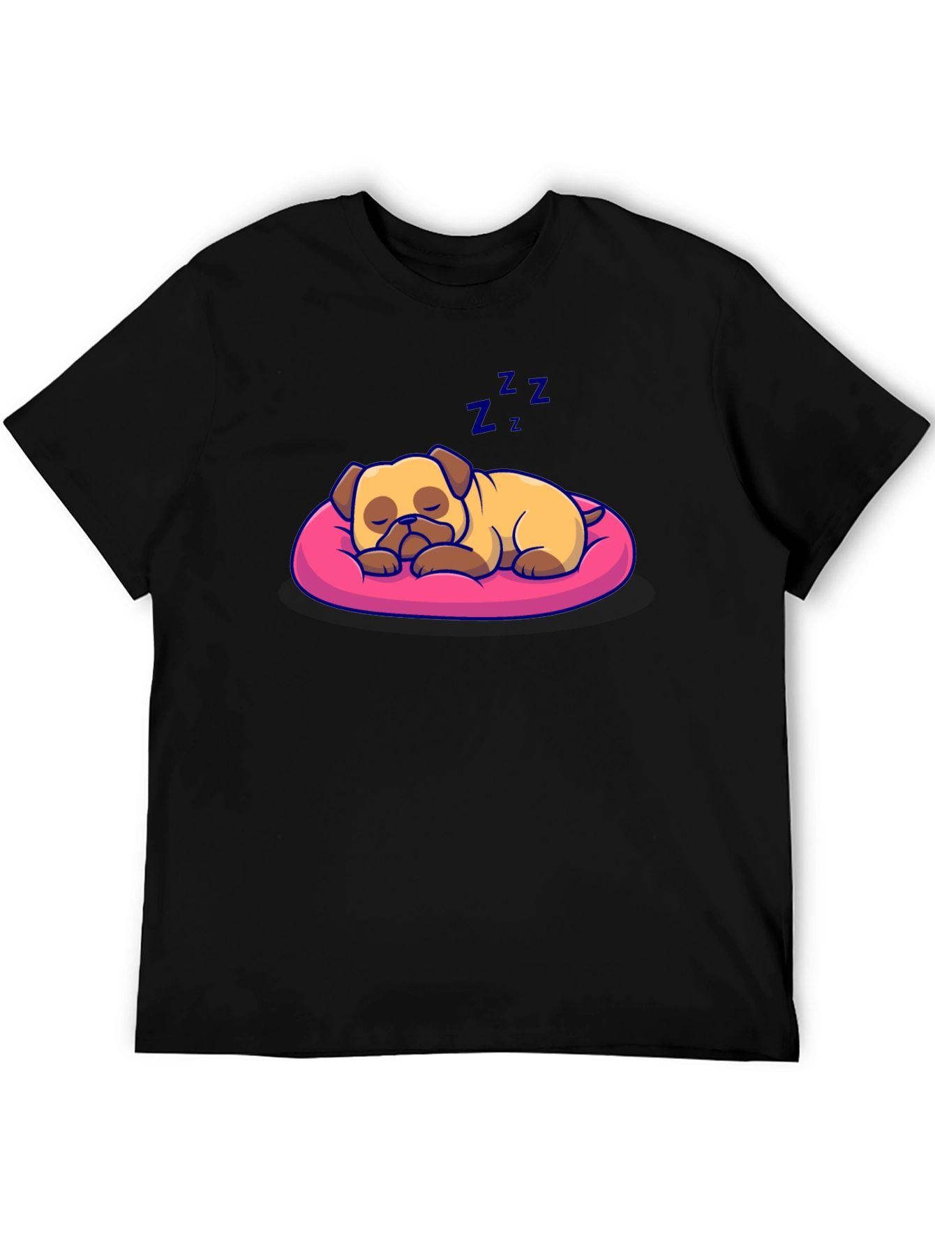 Sleeping Pug Dog T-Shirt - Cute Cartoon Pet Tee