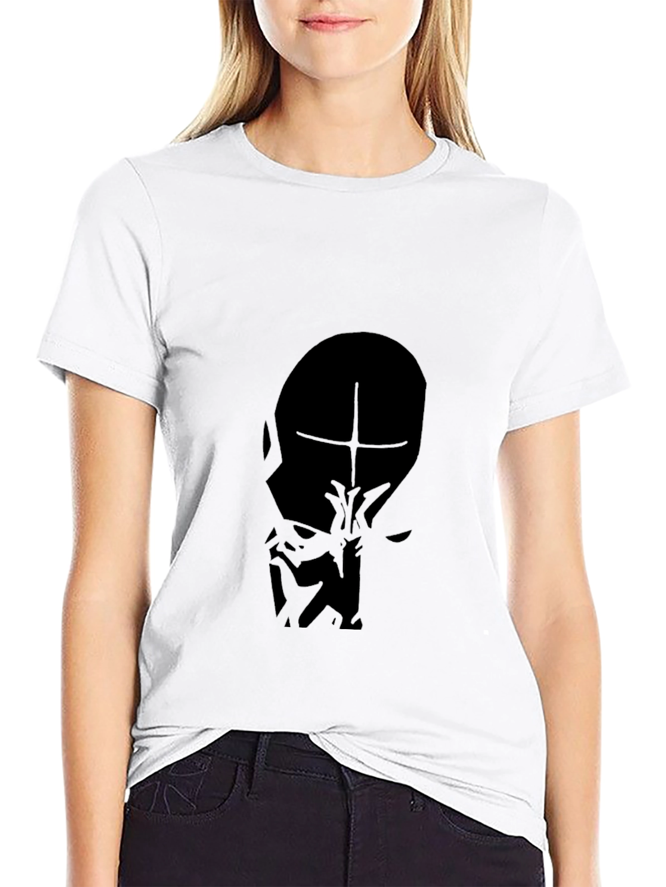Mens Black T-Shirt - Abstract Face Graphic