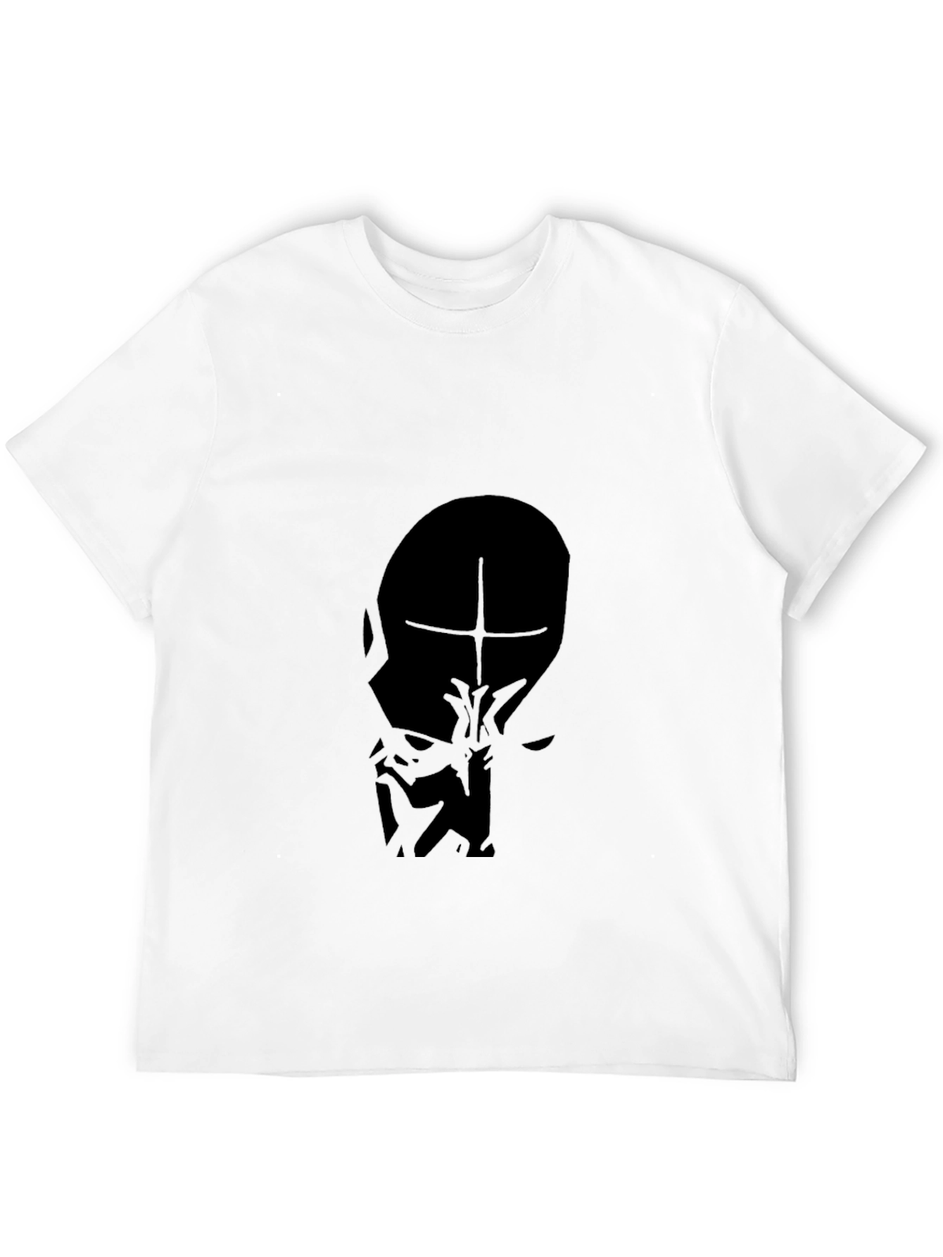 Mens Black T-Shirt - Abstract Face Graphic