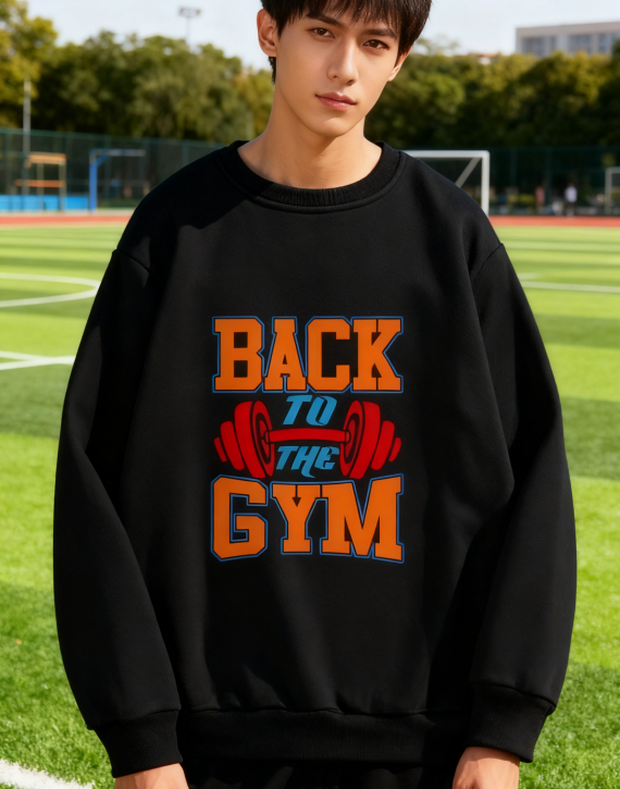 Motivational 'BACK TO THE GYM' Graphic Sweatshirt