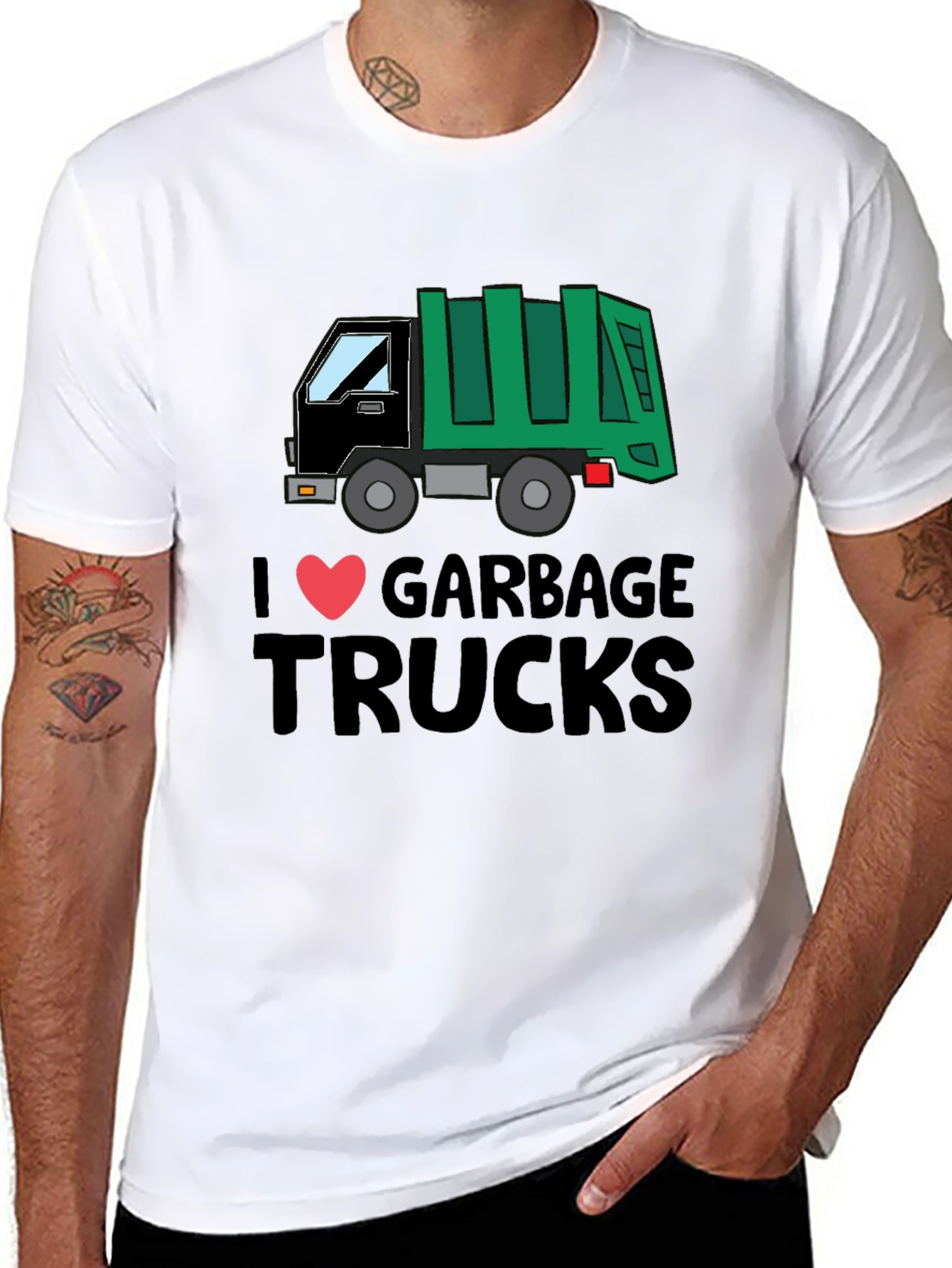 I Love Garbage Trucks T-Shirt - Fun Graphic Tee