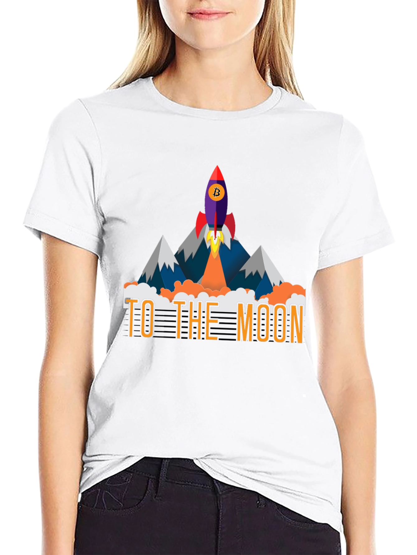 To The Moon Bitcoin Rocket Graphic Tee