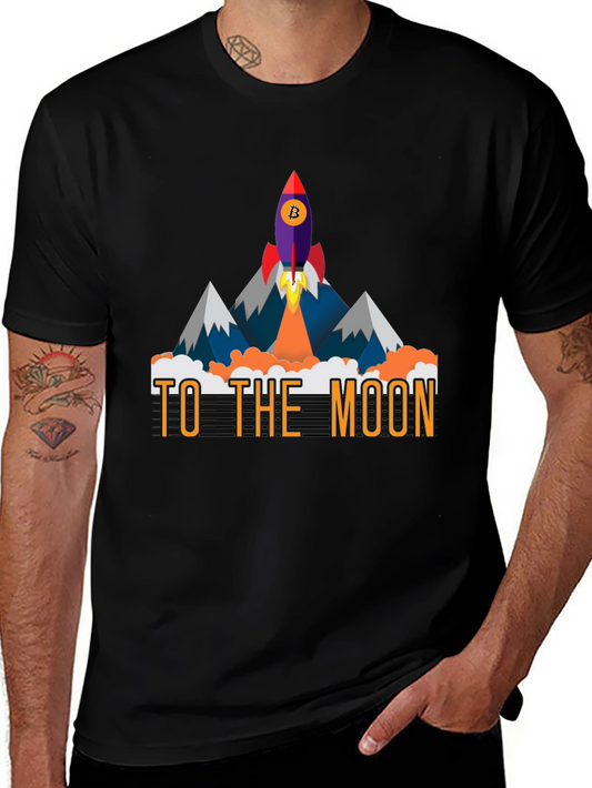 To The Moon Bitcoin Rocket Graphic Tee