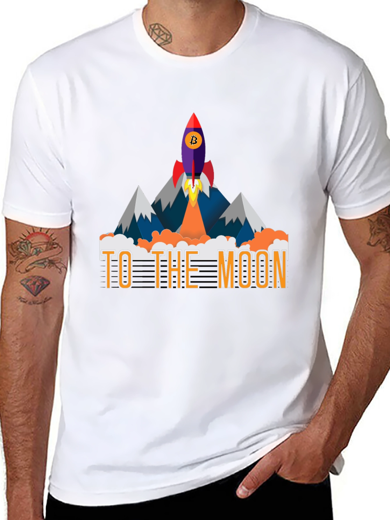 To The Moon Bitcoin Rocket Graphic Tee