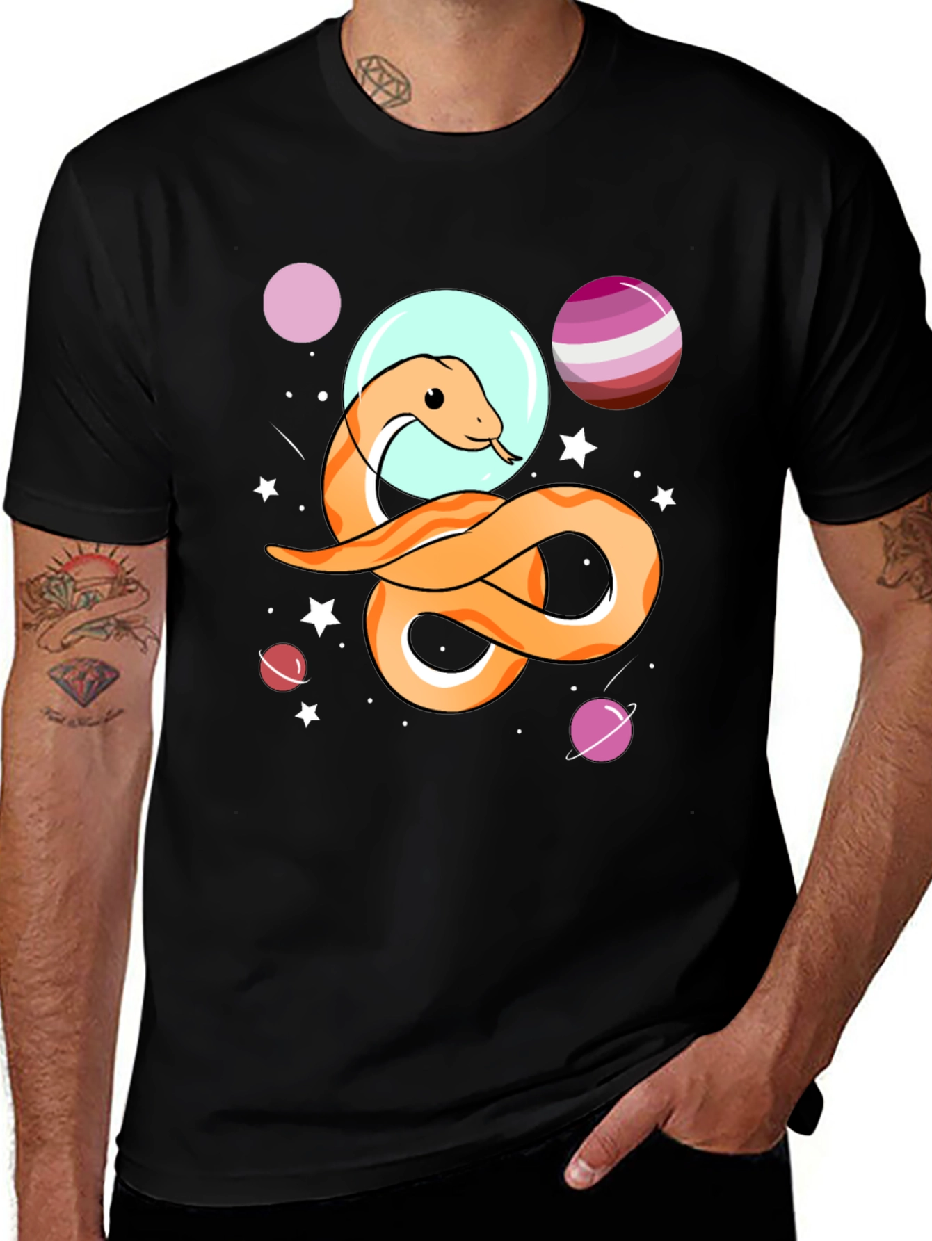 Space Snake Graphic Tee - Unisex Black T-Shirt