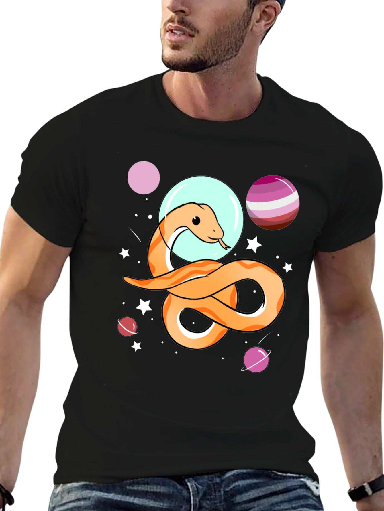 Space Snake Graphic Tee - Unisex Black T-Shirt