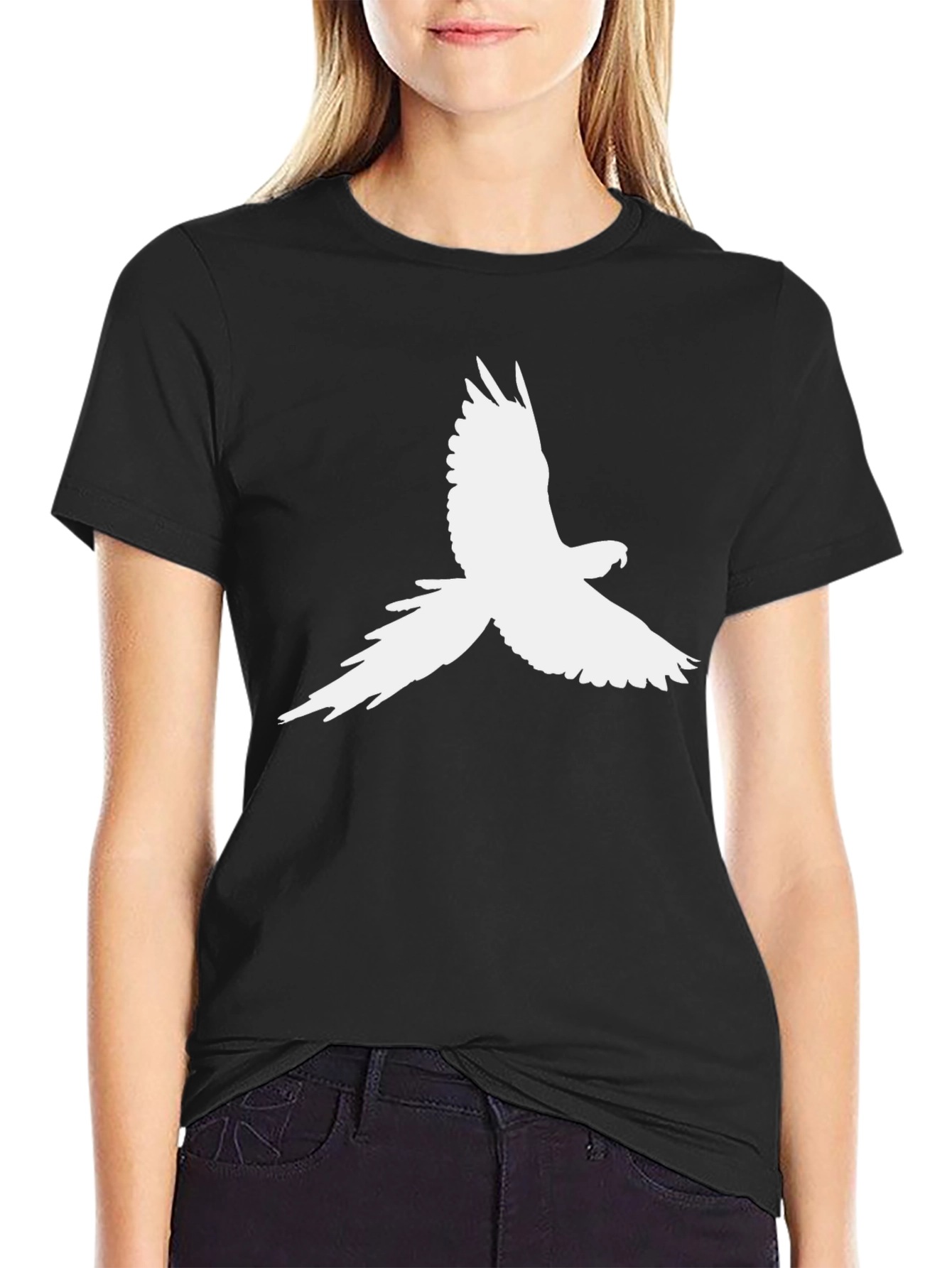 Parrot Silhouette Graphic Tee - Black Cotton T-Shirt