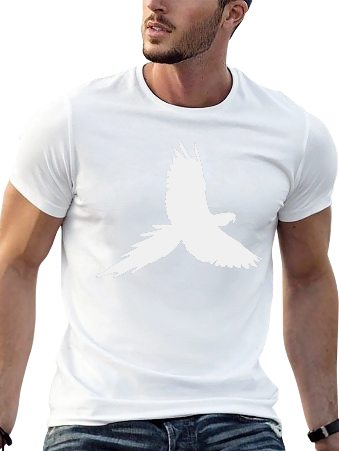 Parrot Silhouette Graphic Tee - Black Cotton T-Shirt