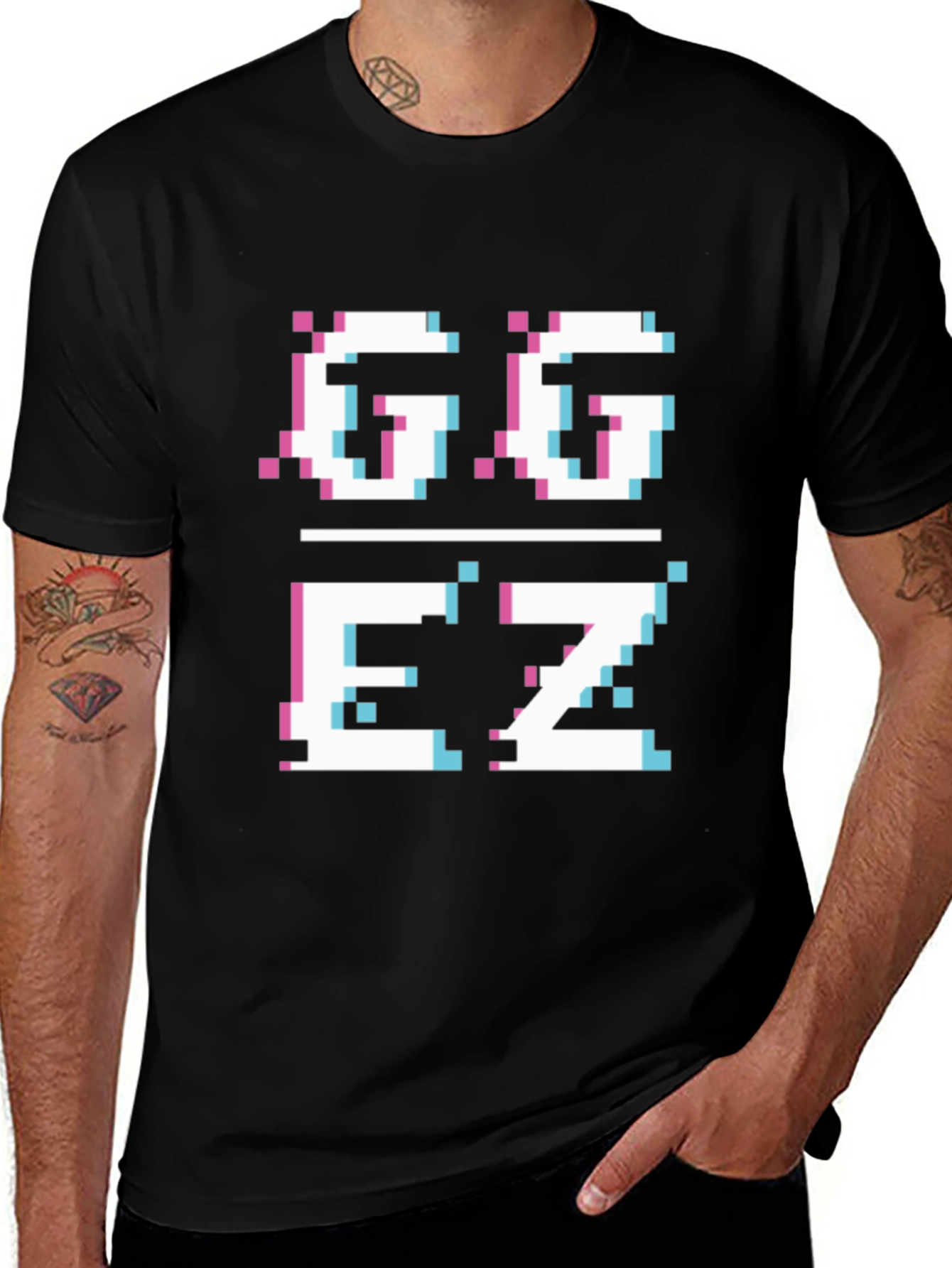 GGEZ Pixel Art Black T-Shirt - Gamer Style