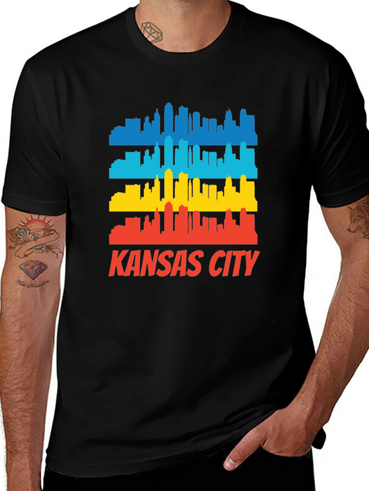 Kansas City Skyline Graphic Tee - Retro Cityscape T-Shirt