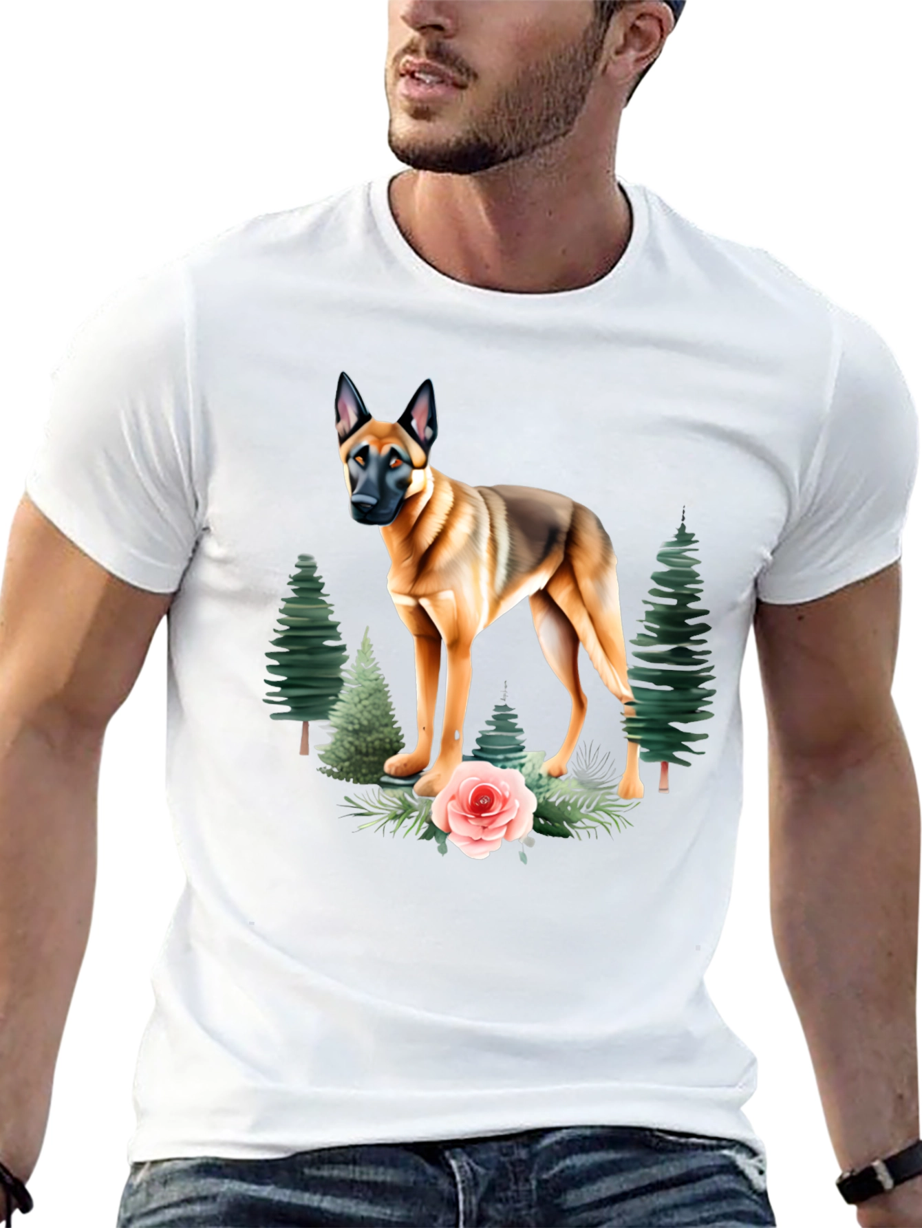 Dog & Floral T-Shirt - Classic Black Tee