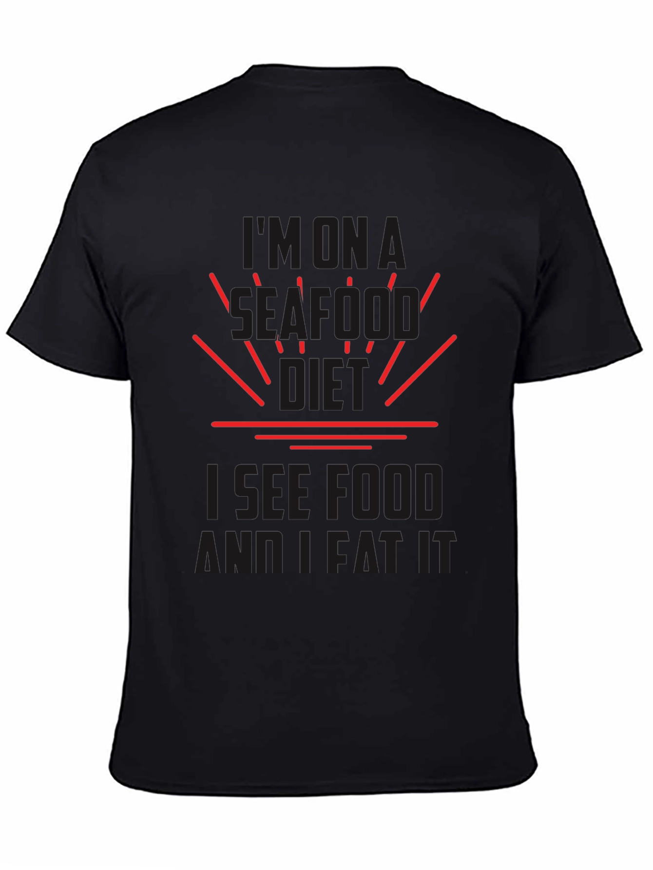 Seafood Diet Black T-Shirt