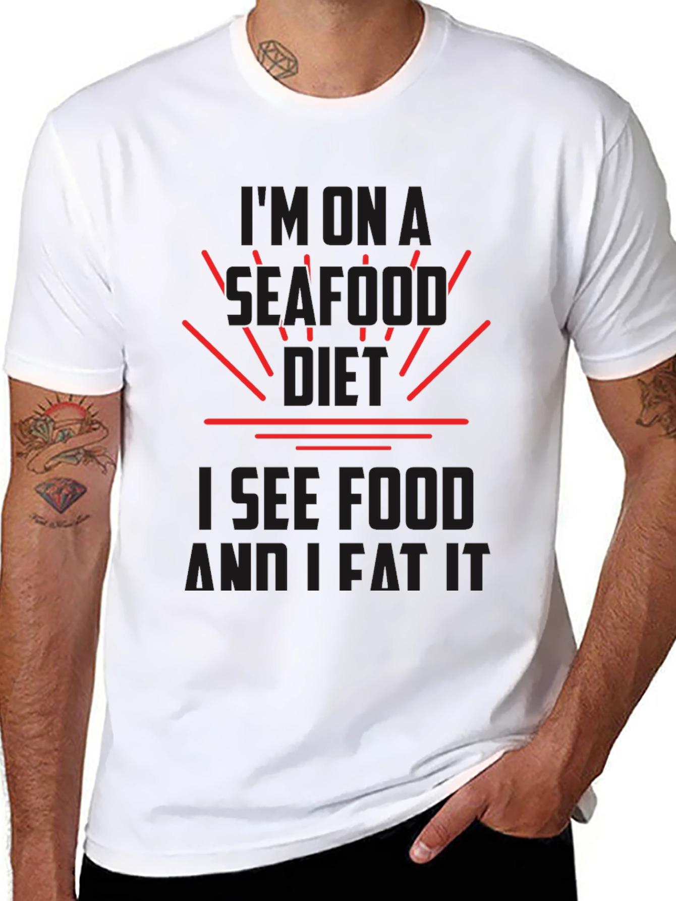 Seafood Diet Black T-Shirt
