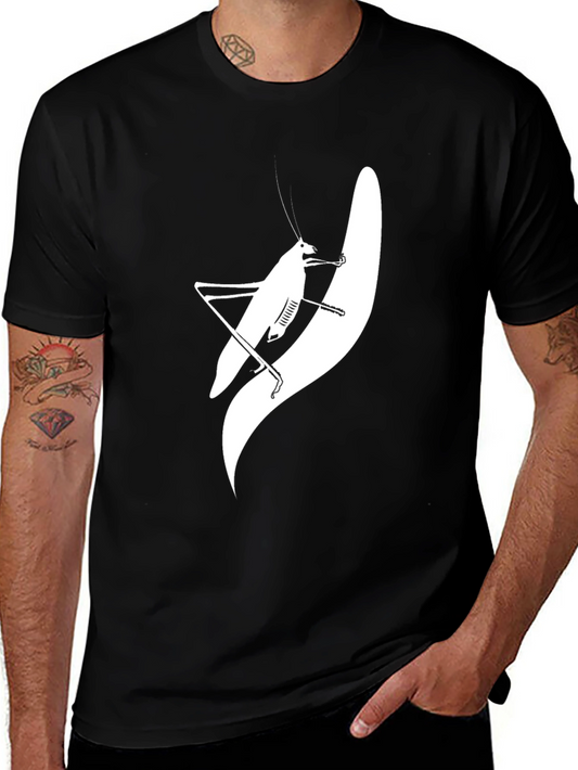 Black T-Shirt with White Mantis Design