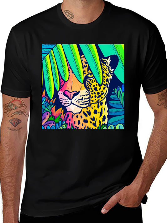 Vibrant Leopard Graphic Tee - Jungle Style
