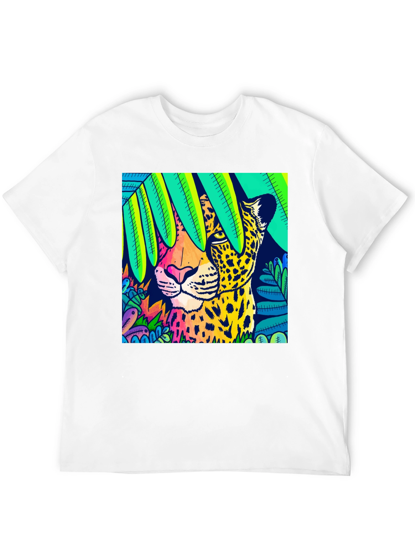 Vibrant Leopard Graphic Tee - Jungle Style