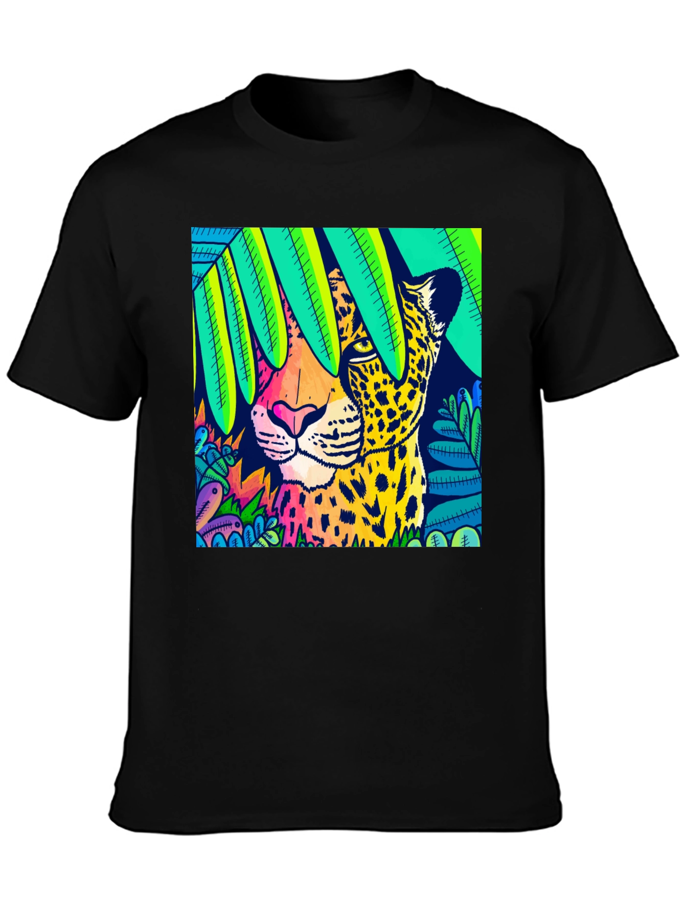 Vibrant Leopard Graphic Tee - Jungle Style