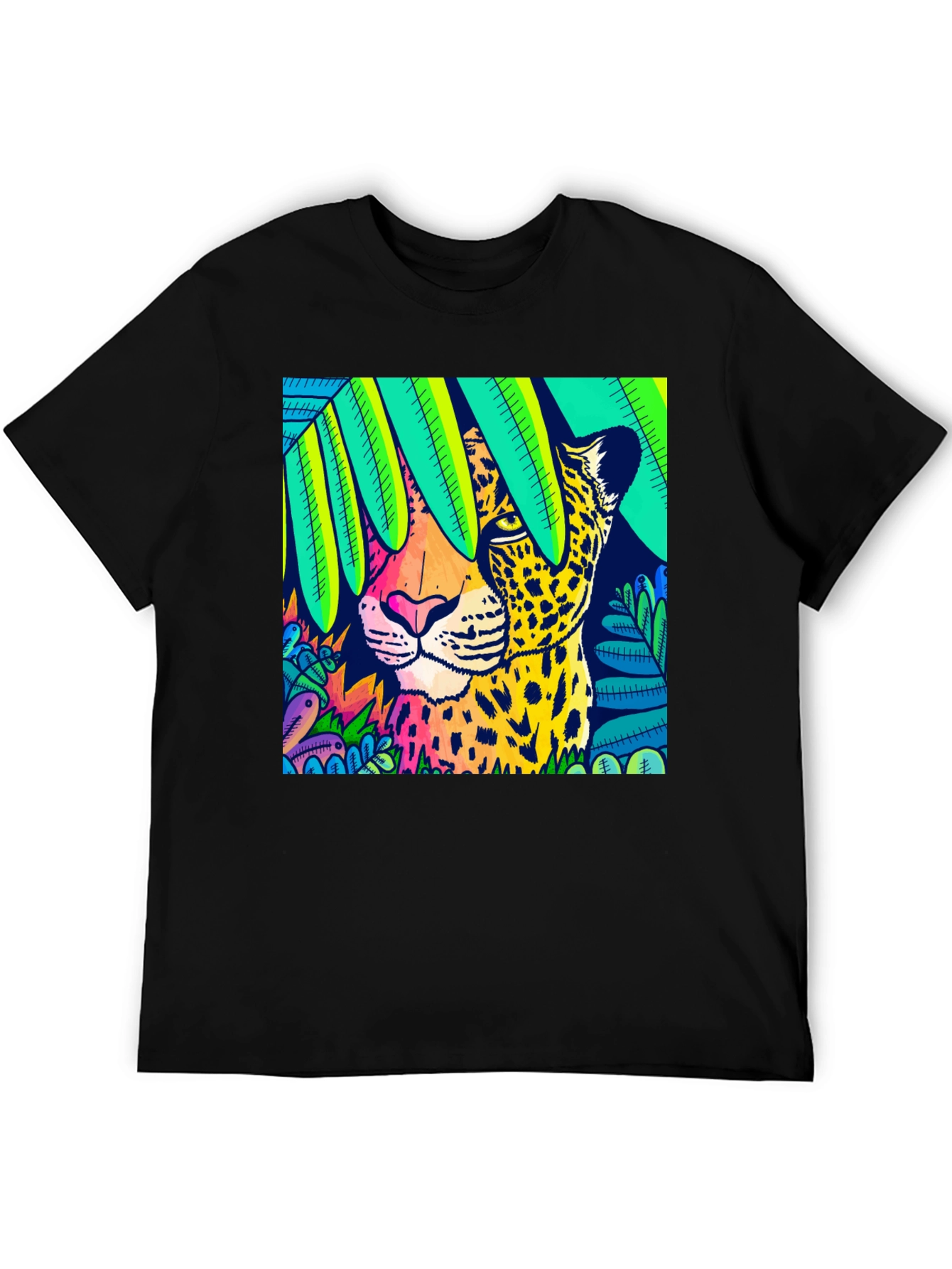 Vibrant Leopard Graphic Tee - Jungle Style