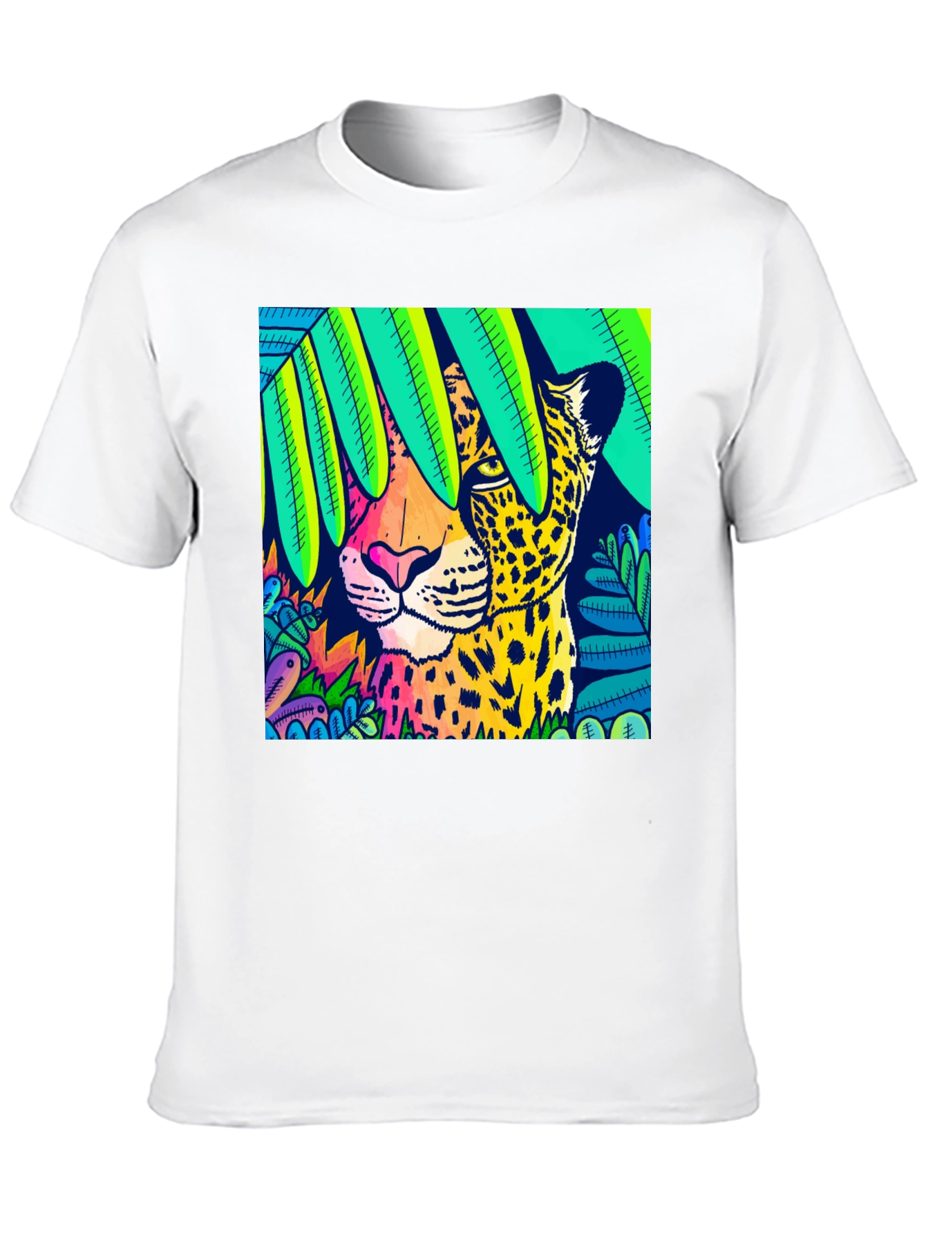 Vibrant Leopard Graphic Tee - Jungle Style