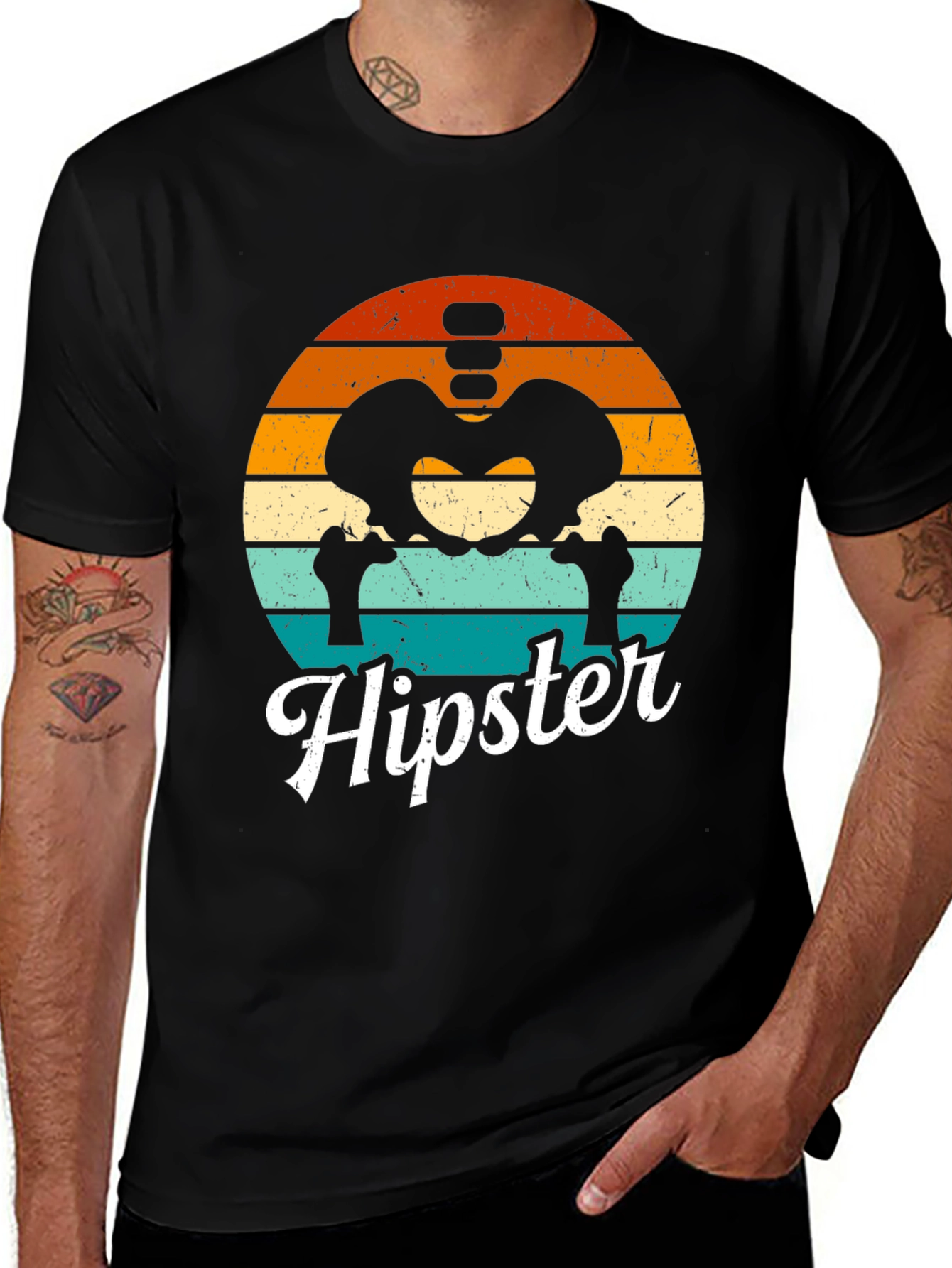 Hipster Skeleton Anatomy Graphic T-Shirt
