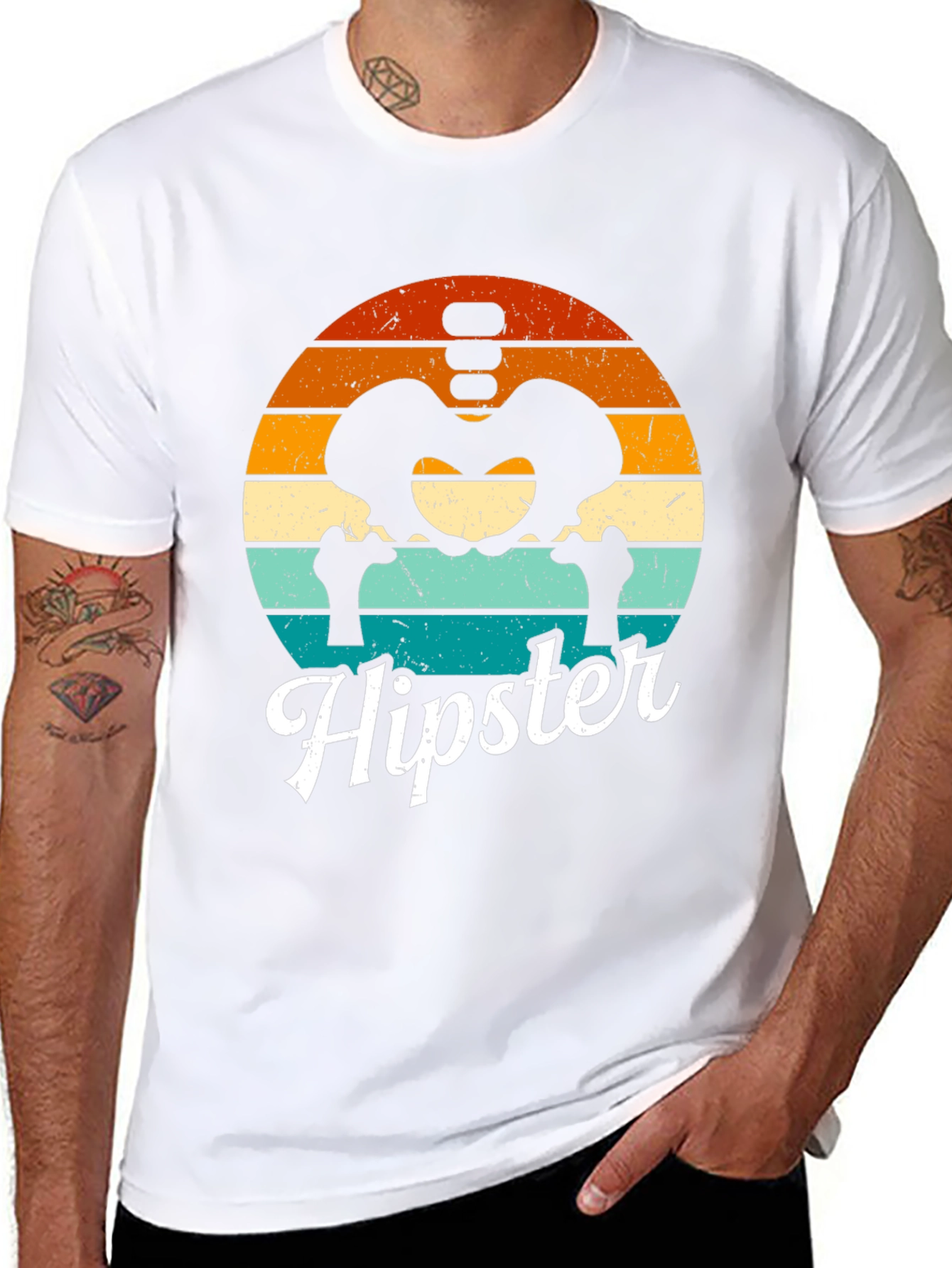 Hipster Skeleton Anatomy Graphic T-Shirt