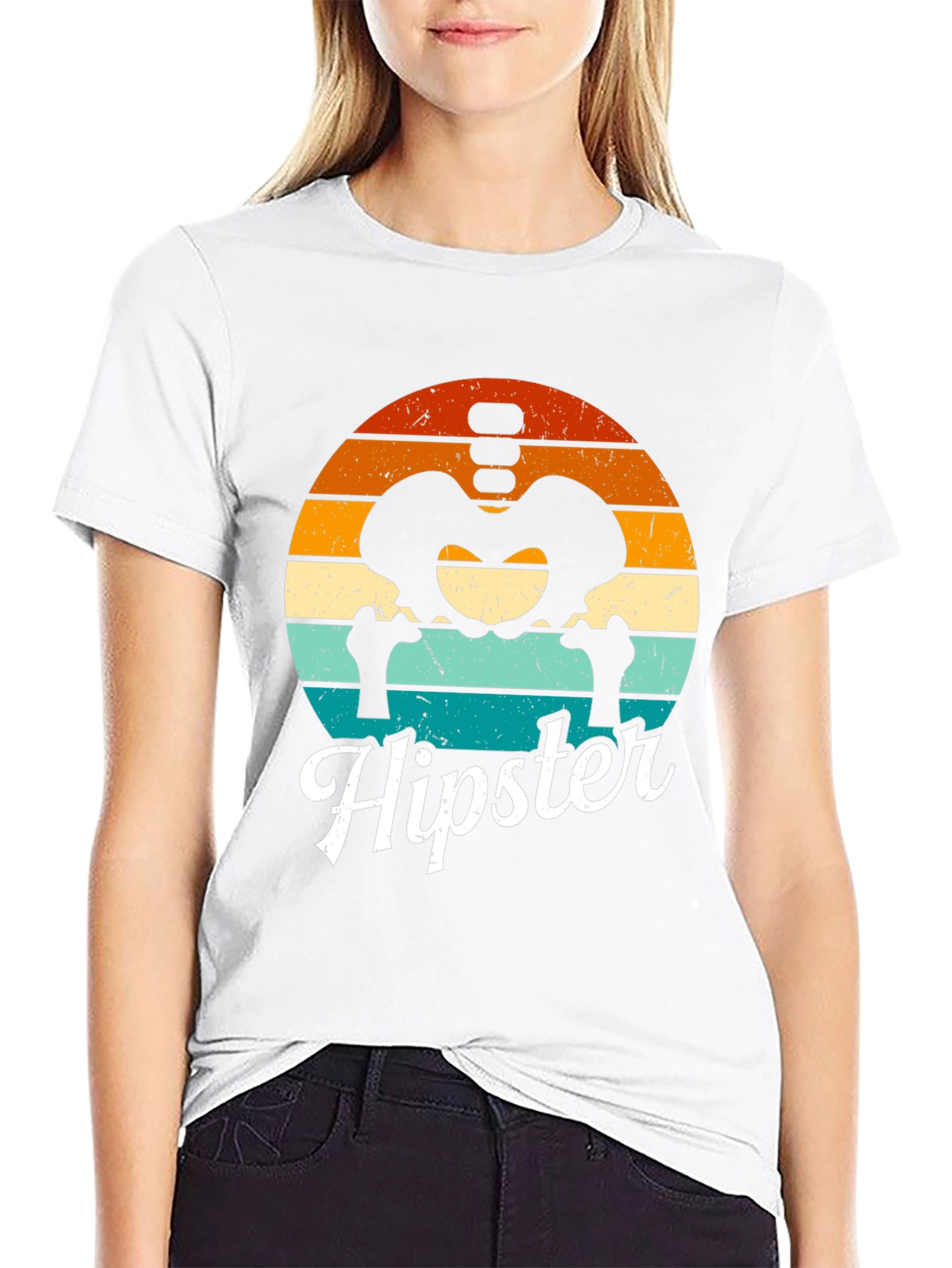 Hipster Skeleton Anatomy Graphic T-Shirt